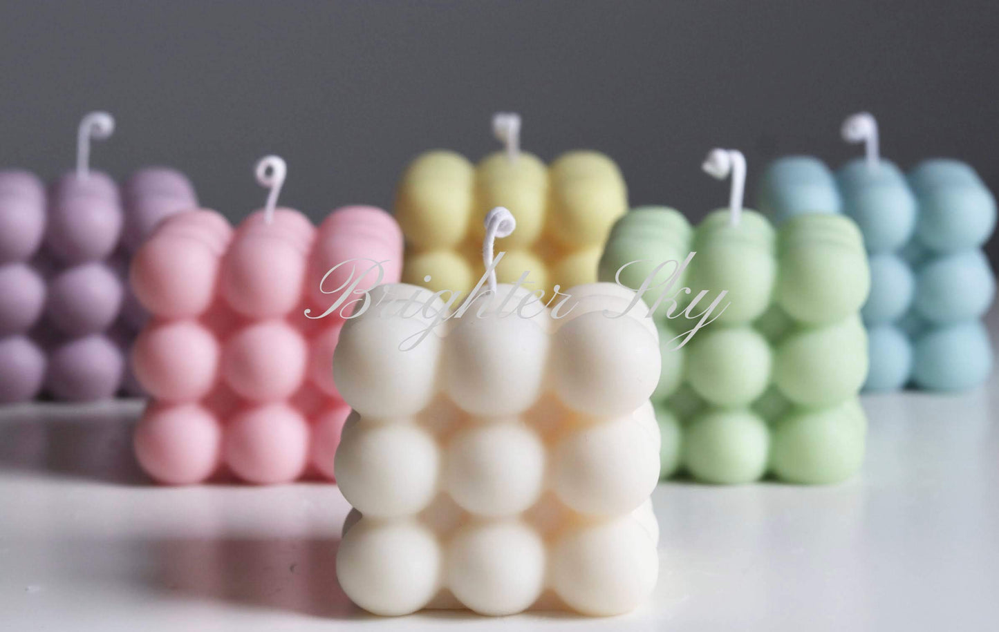 Brighter Sky Bubble Candle, Natural Premium Soy Wax, Beige, French Vanilla, Aesthetics, Gift for Her, Home Decoration
