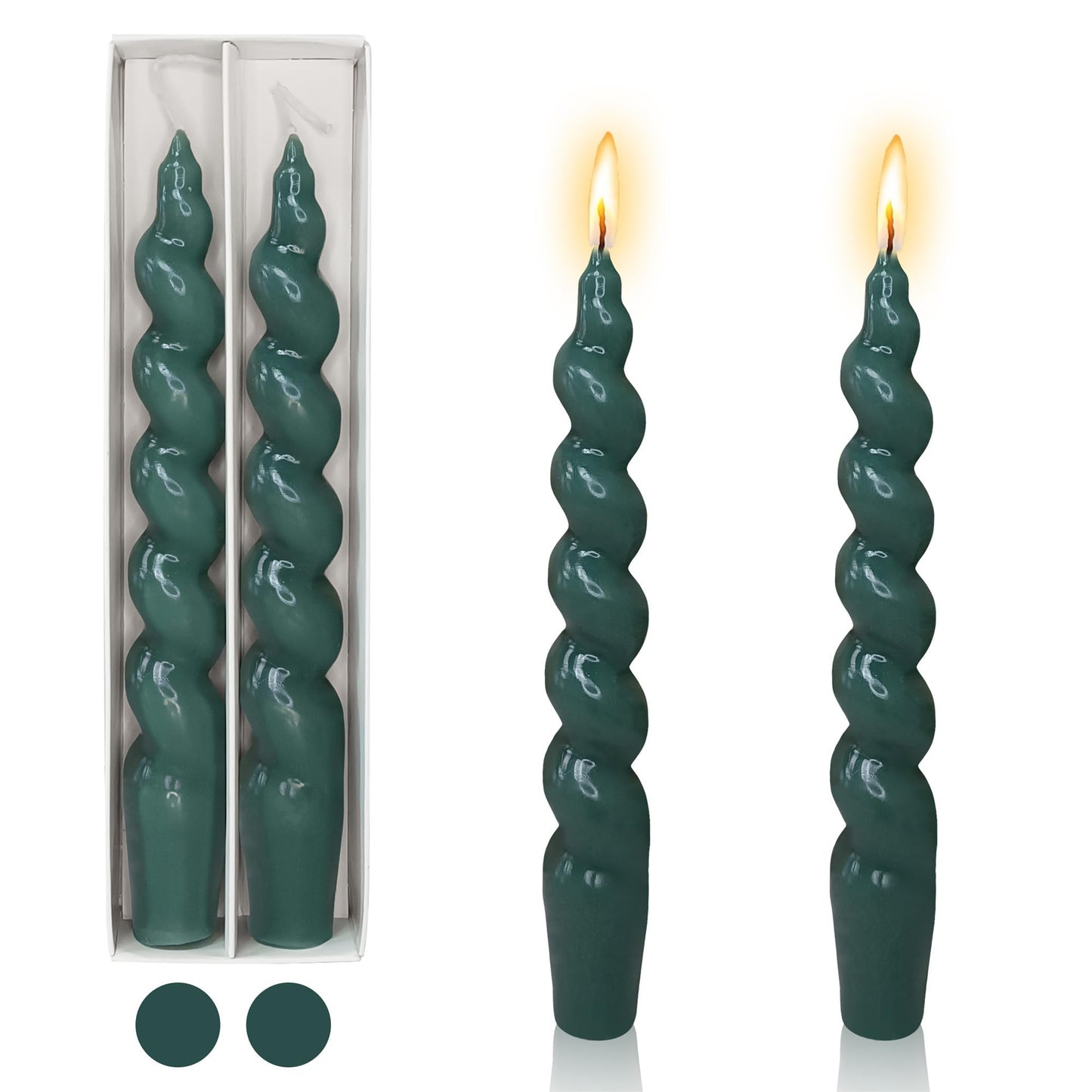 Gedengni 8pcs Pink Candlesticks Short Taper Candles - 7 inches Funky Candle Sticks Green Spiral Tapered Candles Twisted Candles for Home Décor Dinner Weddings Women Gifts