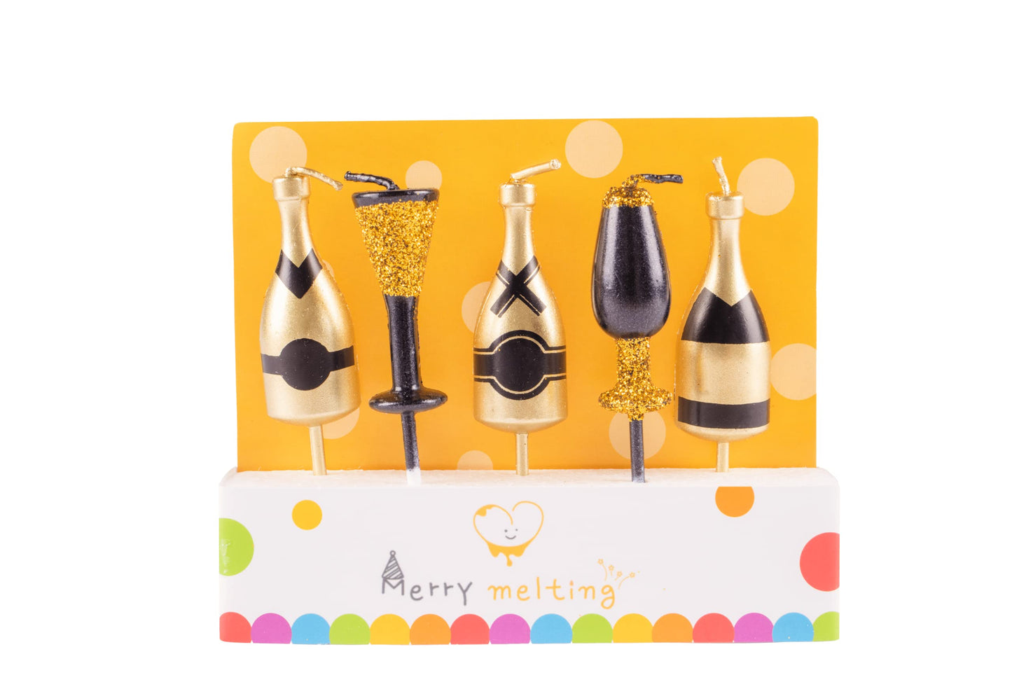Merry Melting Birthday Candle for Cake Topper (Champagne Bottles Birthday Candle)