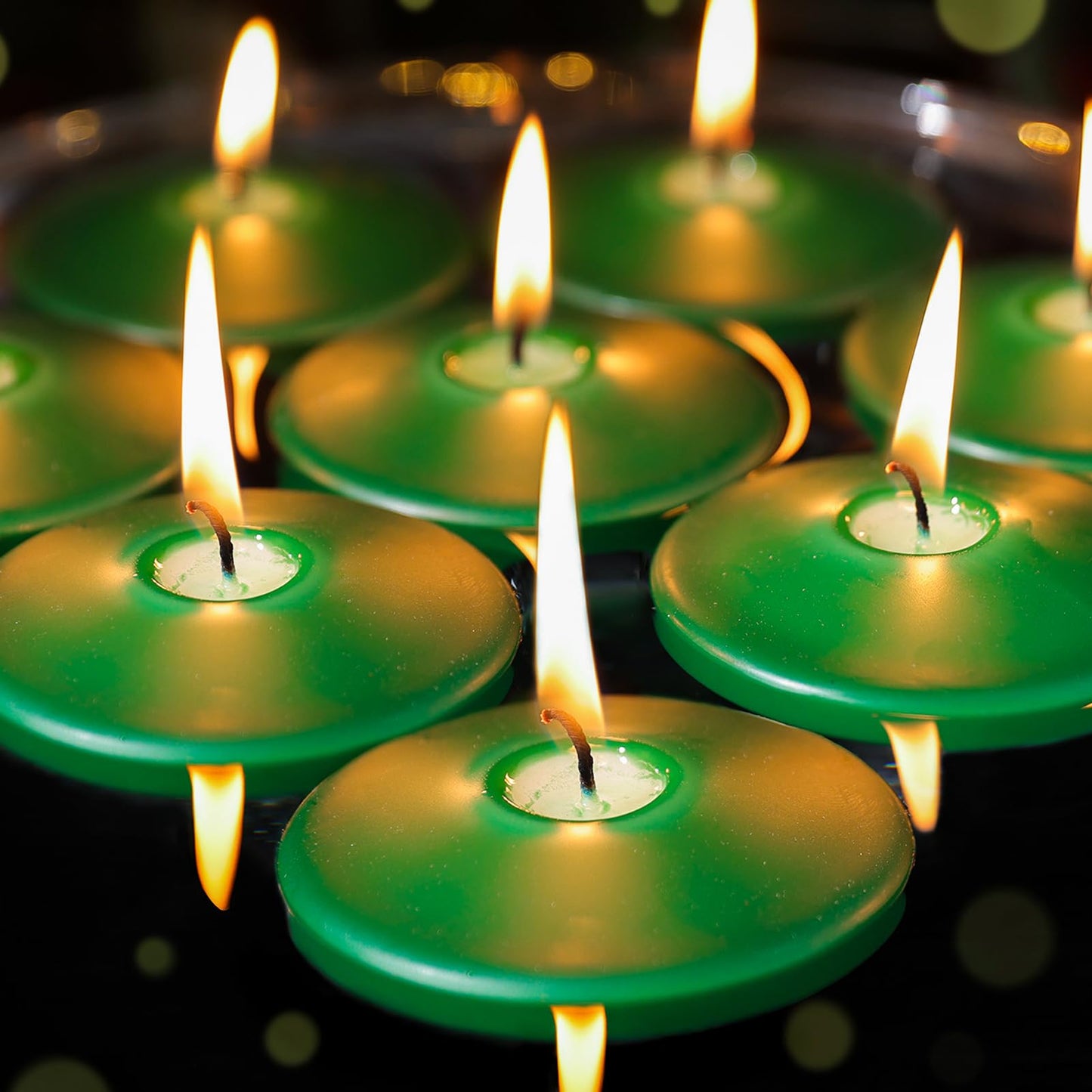 3 inch Floating Candles 36 Packs Green Floating Candle for Centerpieces 8-9 Hours Floating Candles 3” Water Candles for Cylinder Vases, Pool, Wedding, Christmas