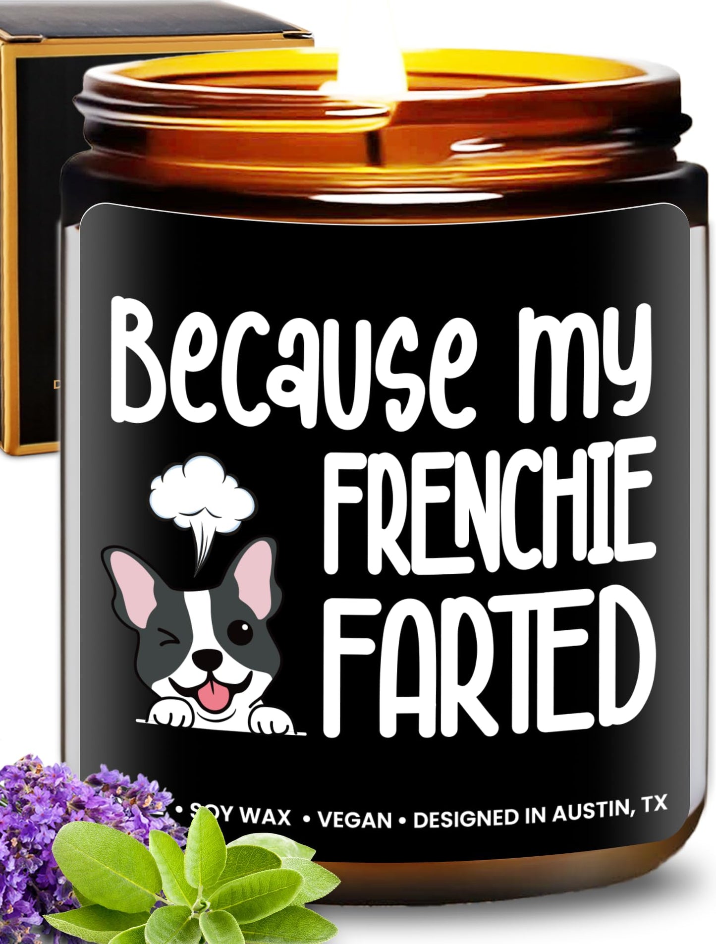 Funny Frenchie Candle, Frenchie Gifts for Women, Unique French Bulldog Gift Ideas, Best Present for Pet Lovers, Perfect Frenchies Presents for Girls, Birthday, Christmas, Gift-Ready