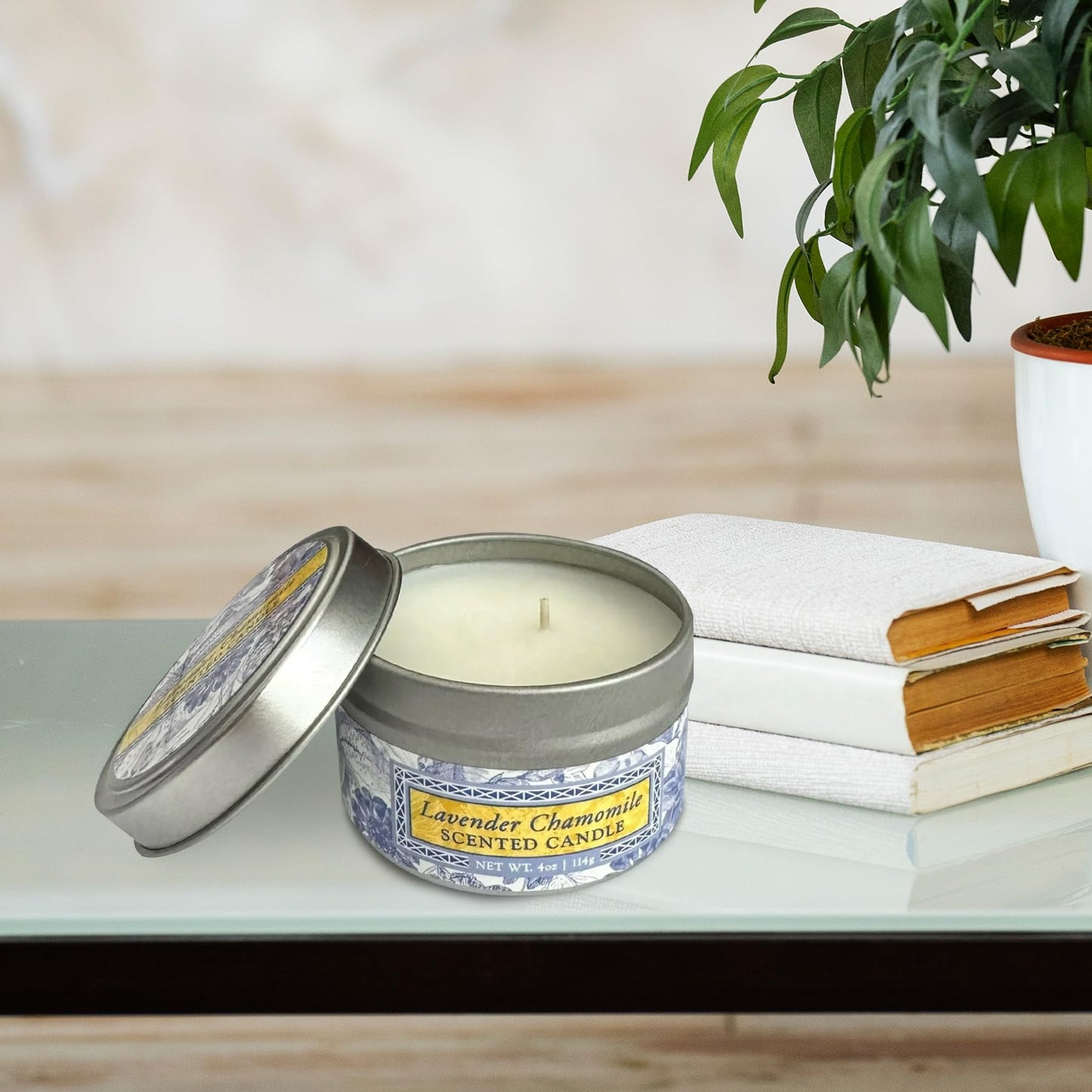 Greenwich Bay Hand-Poured Scented Candle in Decorative Tin – 4 oz/114 g Travel Candle with Lead-Free Wick, Vegetable Wax, Long-Burning Aromatherapy Gift, Single Wick – Made in USA (Lavender)