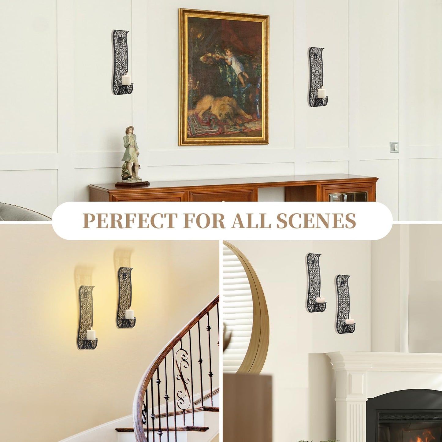 Sziqiqi Wall Candle Holder Decorative Candle Sconces - Wall-Mount Pillar Candles Holders for Living Room, Bathroom, Farmhouse, Wedding - Set of 2