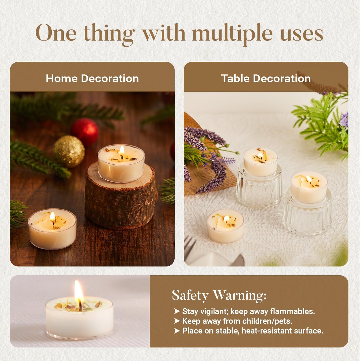 Ashlux Acrylic Lavender Soy Wax Scented Tea Lights, 8-Pack Bulk – 4-Hour Long Burning, Non-Paraffin, Smokeless,Tealight Candles for Weddings, Table Centerpieces, Home Decor & Christmas
