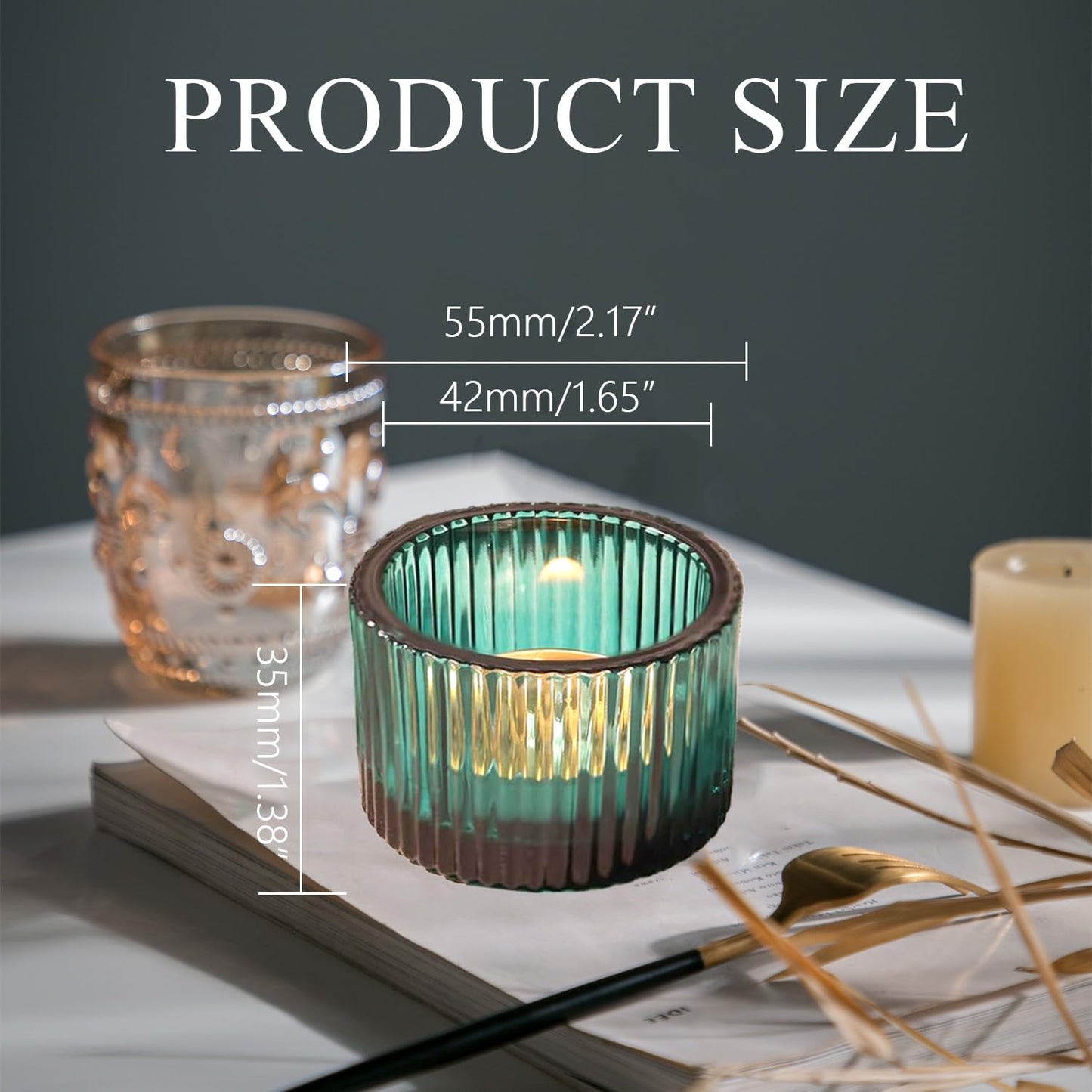 2 Pcs Tealight Candle Holder,Votive Candle Holders Glass Candle Holders Tea Lights Candle Holder for Table Centerpiece Decor Party&Home,Wedding Deco (Blue)