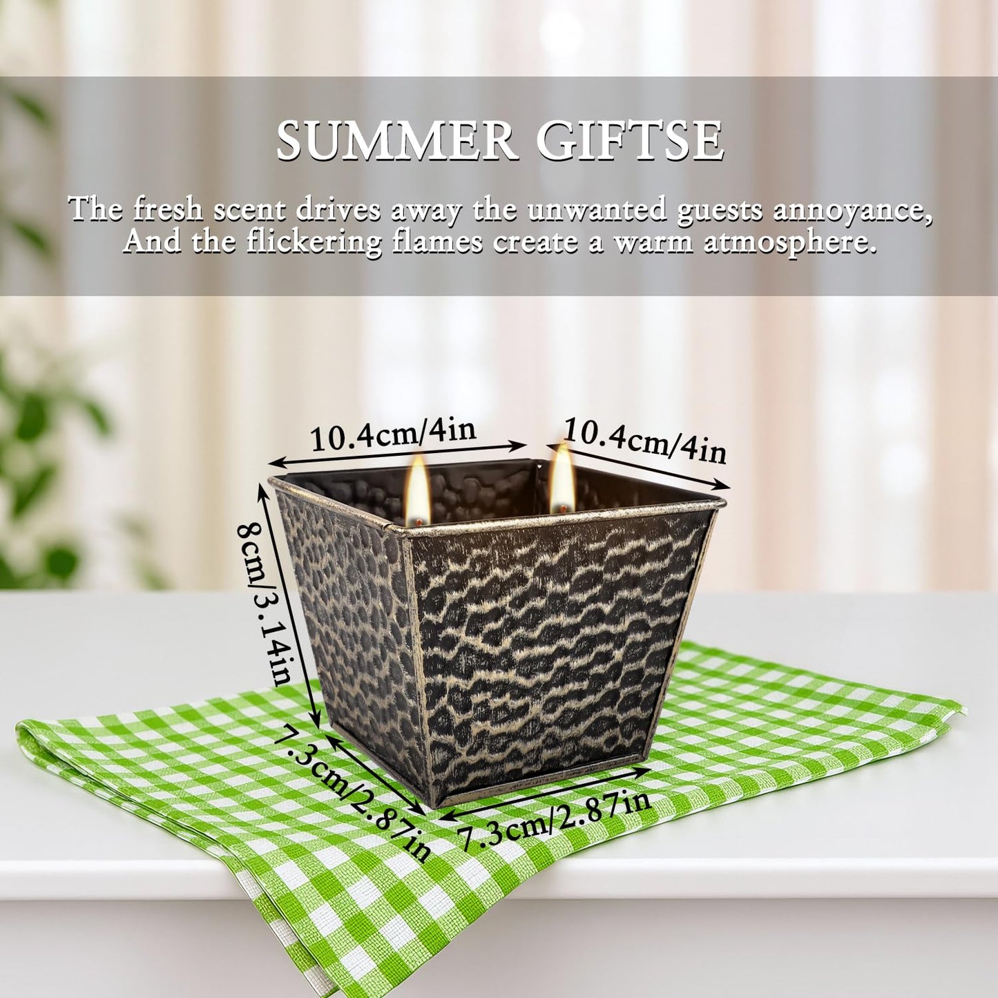 2Pcs Citronella Candles Outdoor Indoor-Large 12oz Scented 50H Long Lasting Summer Candle Bulk for Home Decor, Garden,Party,Backyard & Camping(2-Wick)