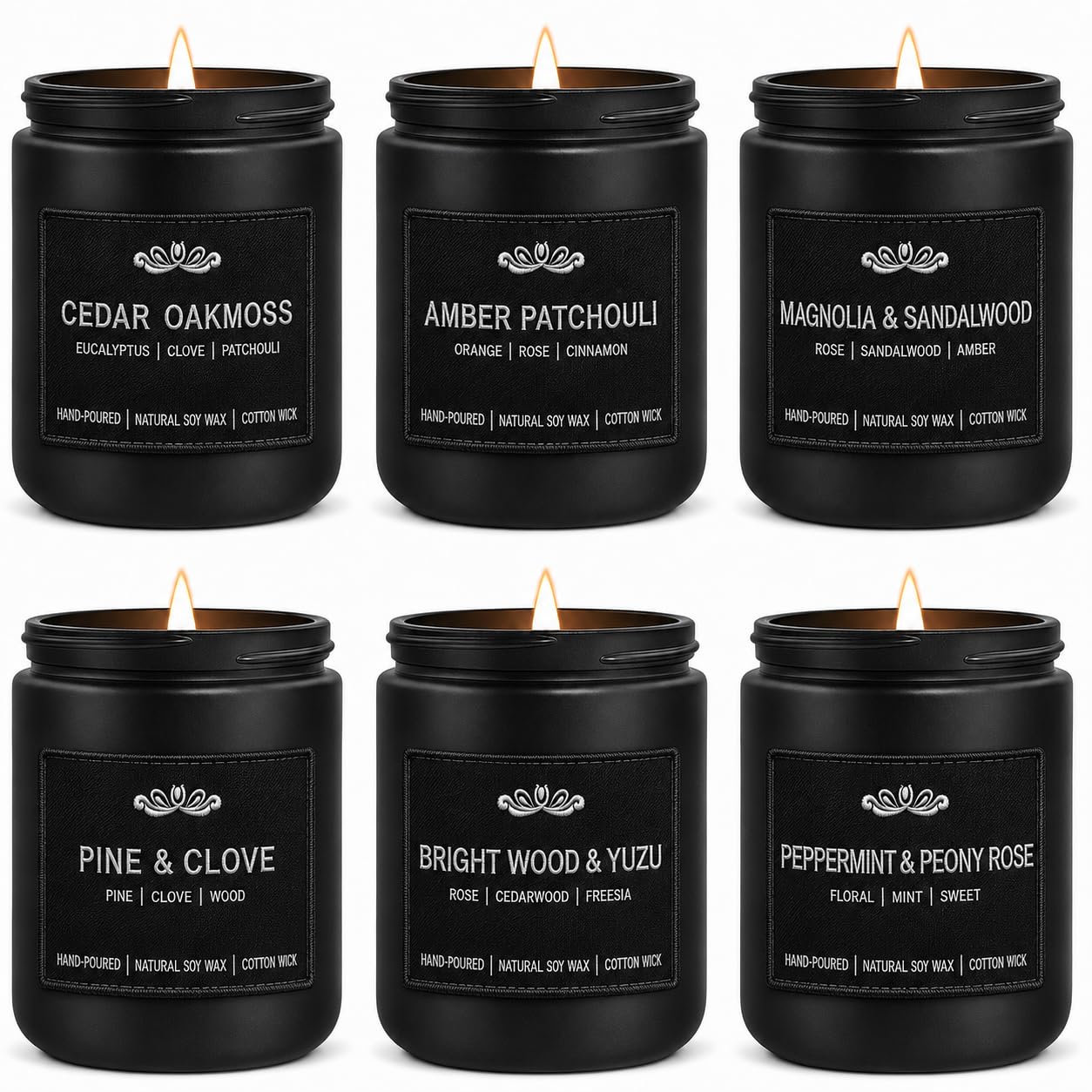 6 Pack Candles for Home Scented Aromatherapy Candles Gifts Set for Men, Men Candle Set, 42 oz 300 Hour Long Lasting Candles, Gifts for Mens Birthday Fathers Day Anniversary Present