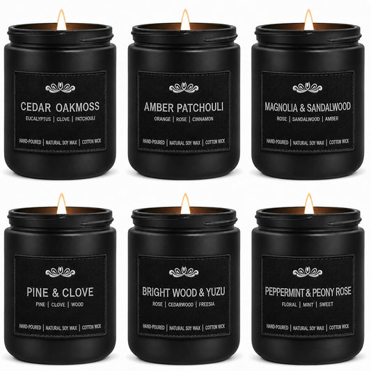 6 Pack Candles for Home Scented Aromatherapy Candles Gifts Set for Men, Men Candle Set, 42 oz 300 Hour Long Lasting Candles, Gifts for Mens Birthday Fathers Day Anniversary Present