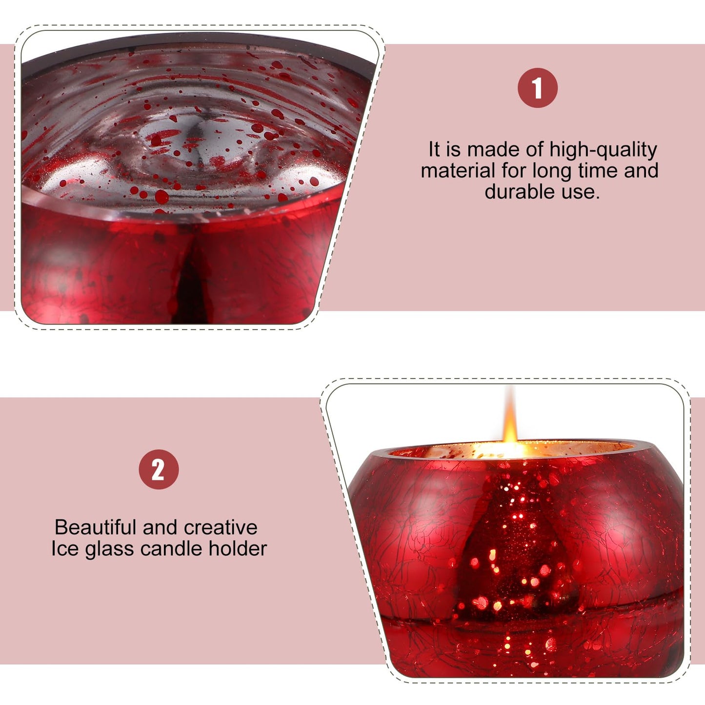 LOEFLIFA Premium Frosted Glass Candle Holder Romantic Red Candle Cup for Valentine's Day Wedding Decor Elegant Table Centerpiece for Home and Party Ambiance