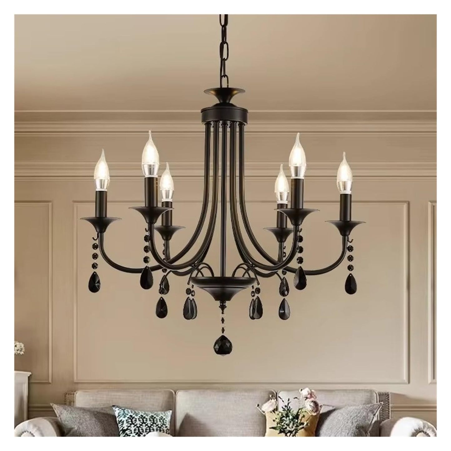 American Luxury Crystal Pendant Light Living Room Restaurant Bedroom Kitchen Cafe E14 Candle Light Chandelier,Comfortable Lighting