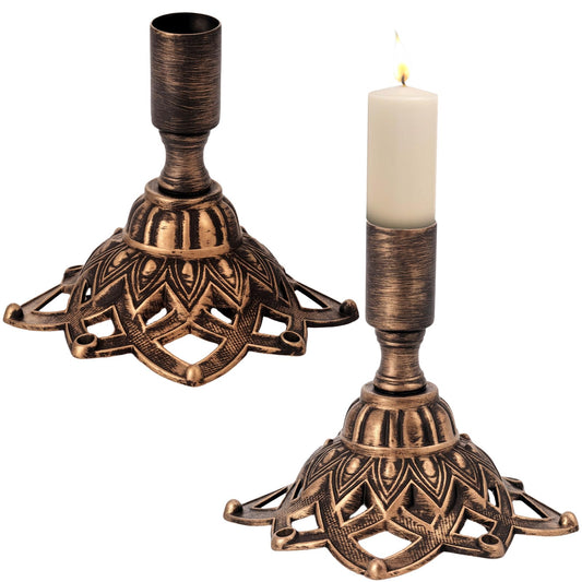 2Pcs Iron Candlestick Holders for 3/4 Inch Thick Candle, Decorative Vintage Style Taper Candle Holders, Gold Finish Candle Stick Holder for Dining Table Centerpieces Wedding
