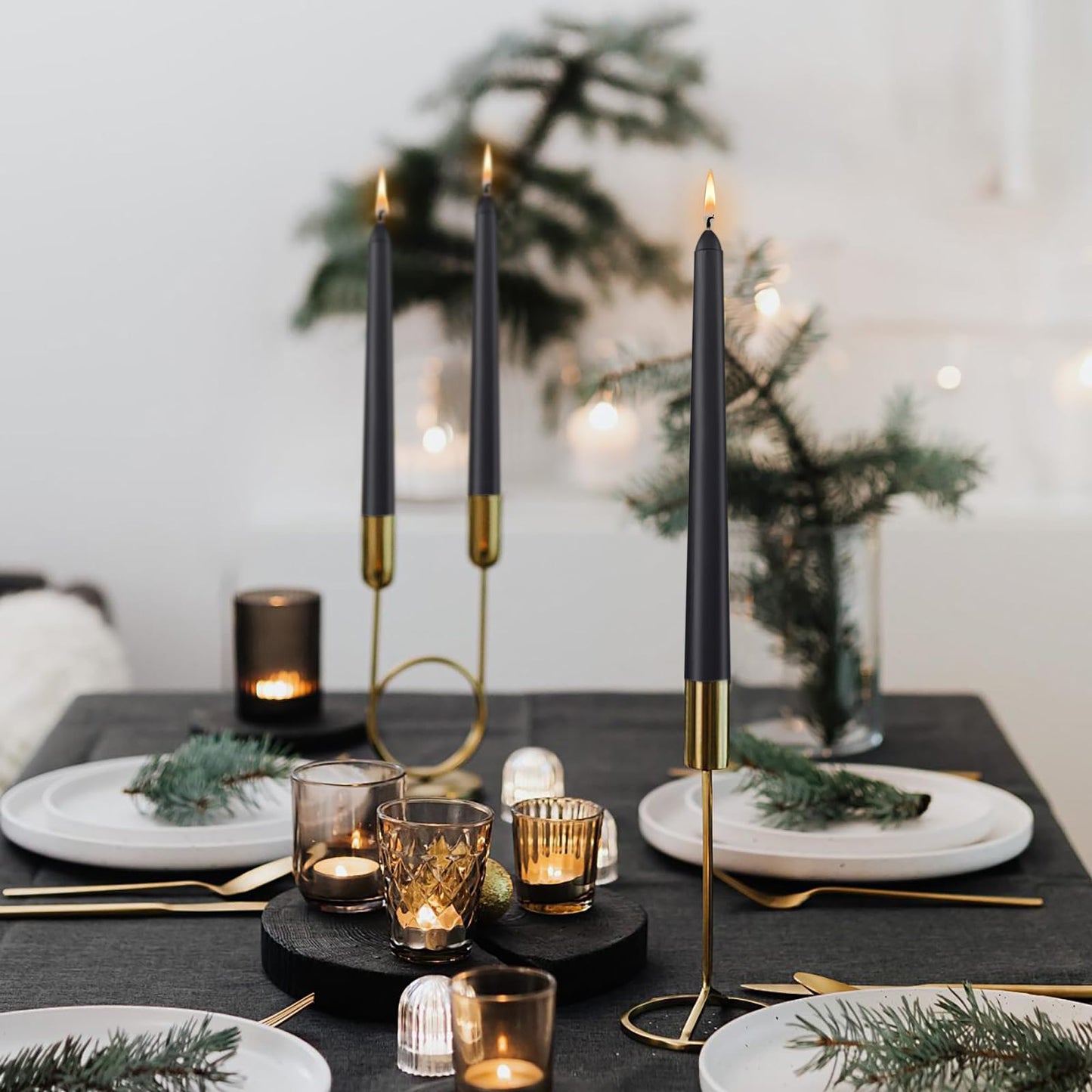 Black Taper Candles 10 inch (H) Dripless, Set of 8 Unscented and Smokeless Taper Candles Long Burning, Paraffin Wax with Cotton Wicks for Burning 8 Hours Time