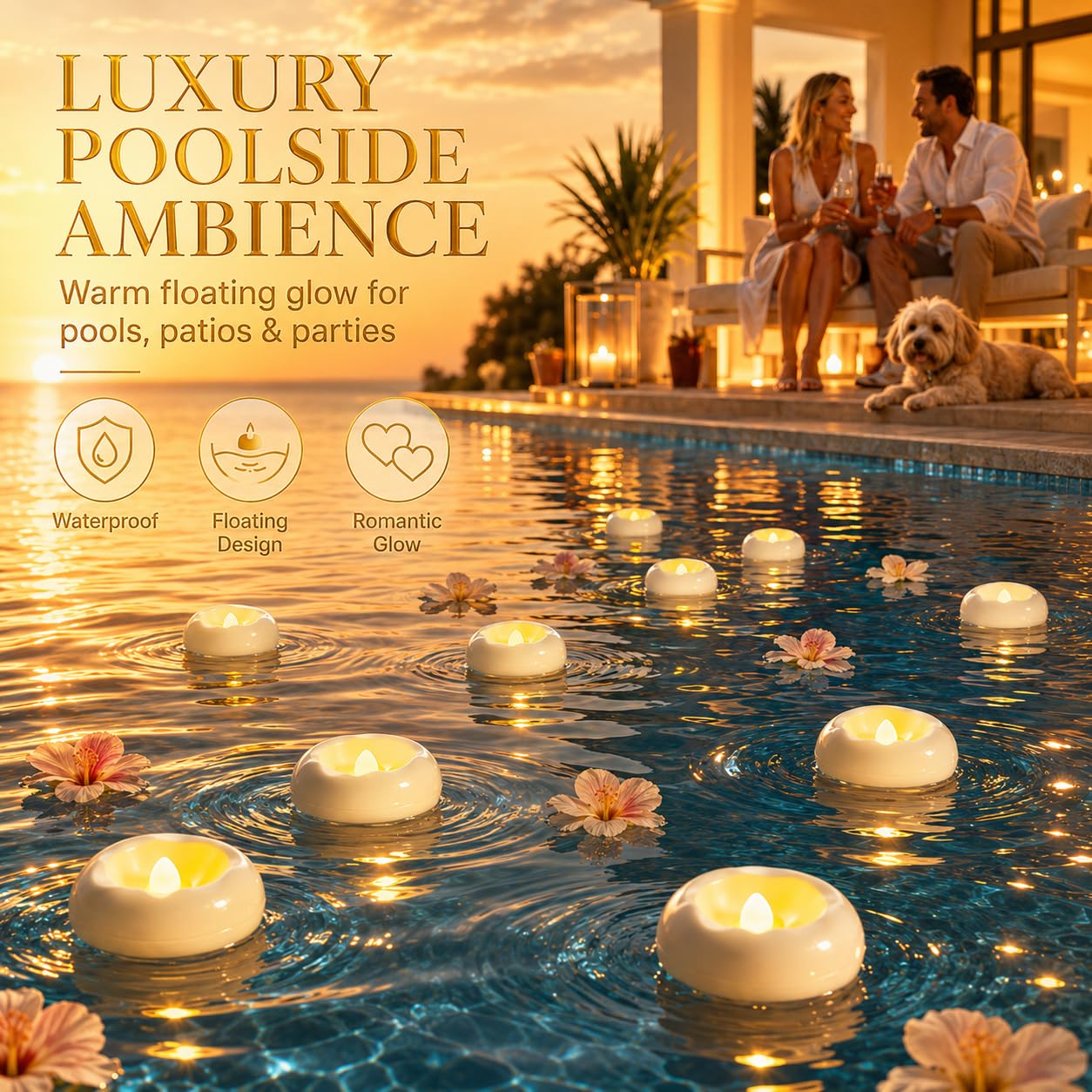36 Pack 2.3” Flameless LED Floating Candles, Water-Activated Battery Operated Floating Candle with180+ Hours Runtime for Cylindrical Vase, Pool, Fountain - Ideal for Wedding, Party Decoration