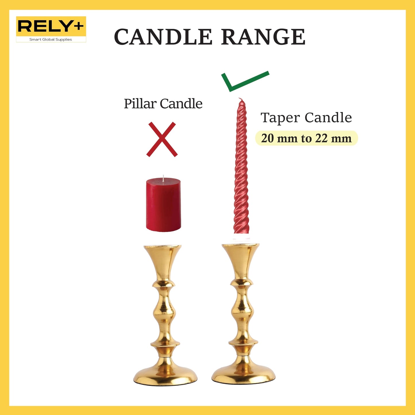 Rely+ Gold Candle Holders Set of 2 Decorative Centerpiece Table Candlesticks Holders for Taper Candles Home Decor Easter Candle Holders for Dinner Party Wedding Decorations
