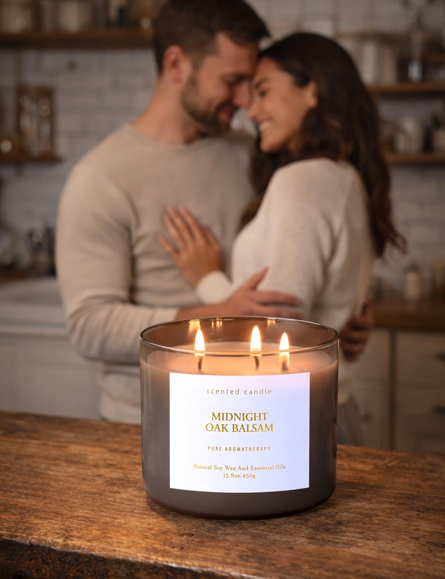 Midnight Oak Balsam 3-Wick Scented Candle | 15.8 oz Large Balsam Cedar Woodsy Soy Wax Candle for Home | Forest Calming Scented Candle | Clean Burning, Long Lasting | Candle Gift for Men & Women