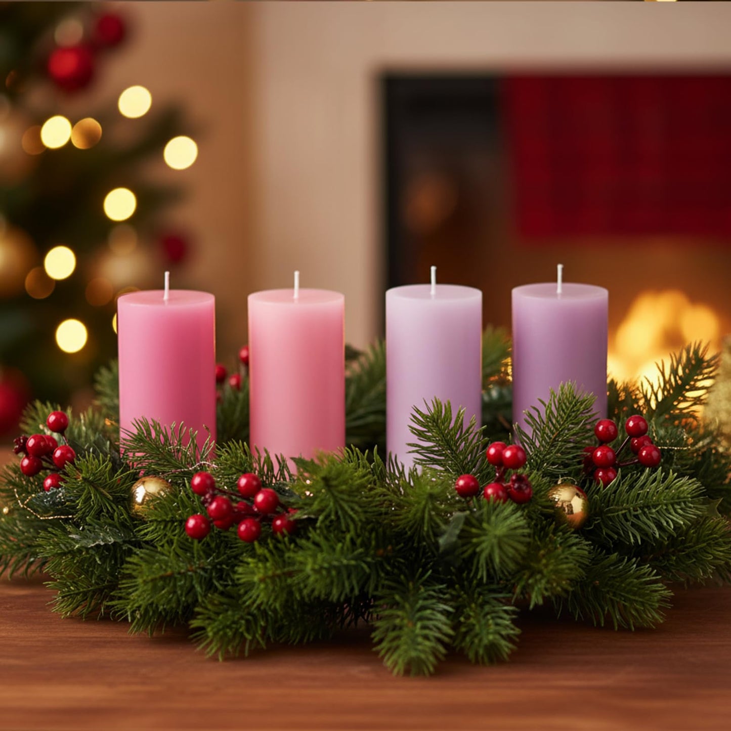 Shihanee 24 Pcs Pillar Candles 3 in x 3,4,5,6,8,10 Dripless Unscented Smokeless Candle Long Burning Decorative Rustic Candles with Cotton Wick for Wedding Home Fireplace (Pink Gradient)