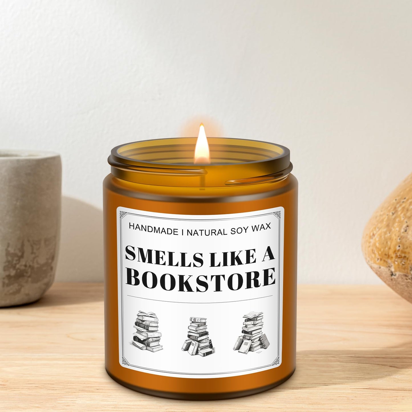 RIZOOCE Book Lovers Candle Gifts, Funny Gift Ideas for Book Lovers, Birthday Bookish Presents for Readers Librarian Bookworms -Old Book Candles (7Oz)