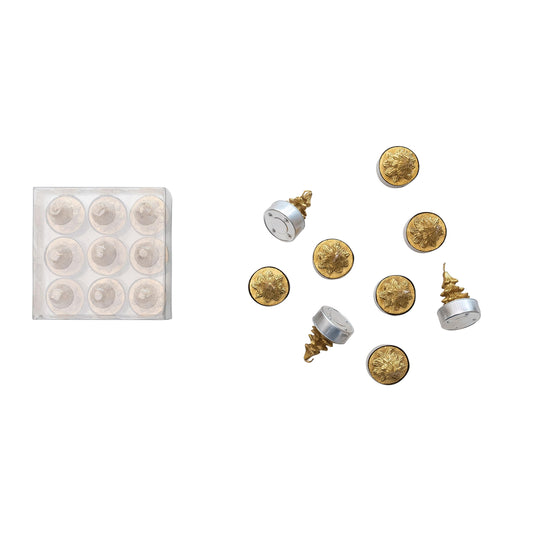 Creative Co-Op Unscented Tree Tea Lights, Gold Color, Set of 9