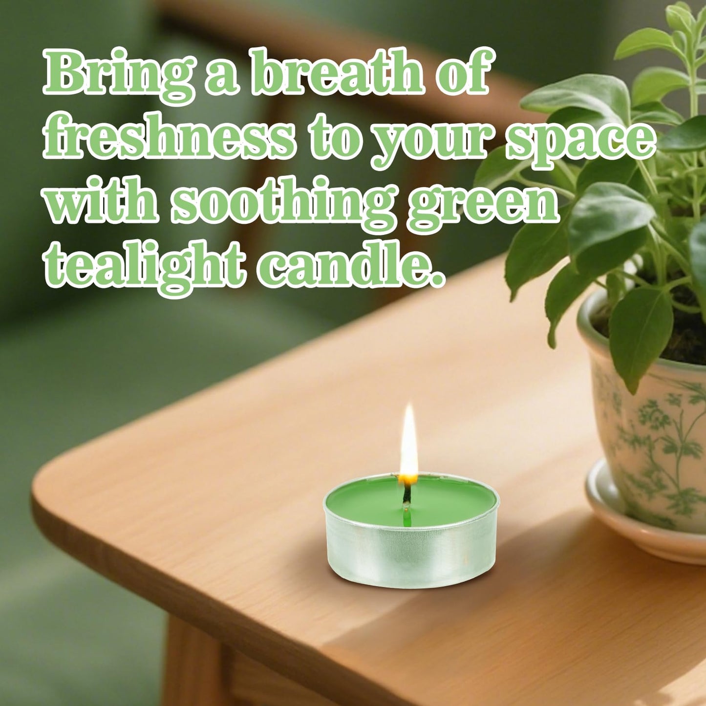 Maqihan 25pcs Green Tea Lights Candles Set - Mini Votive Tealight Candles Tea Candle with Cotton Wick for Home,Pool,Shabbat,Wedding,Emergencies,Christmas