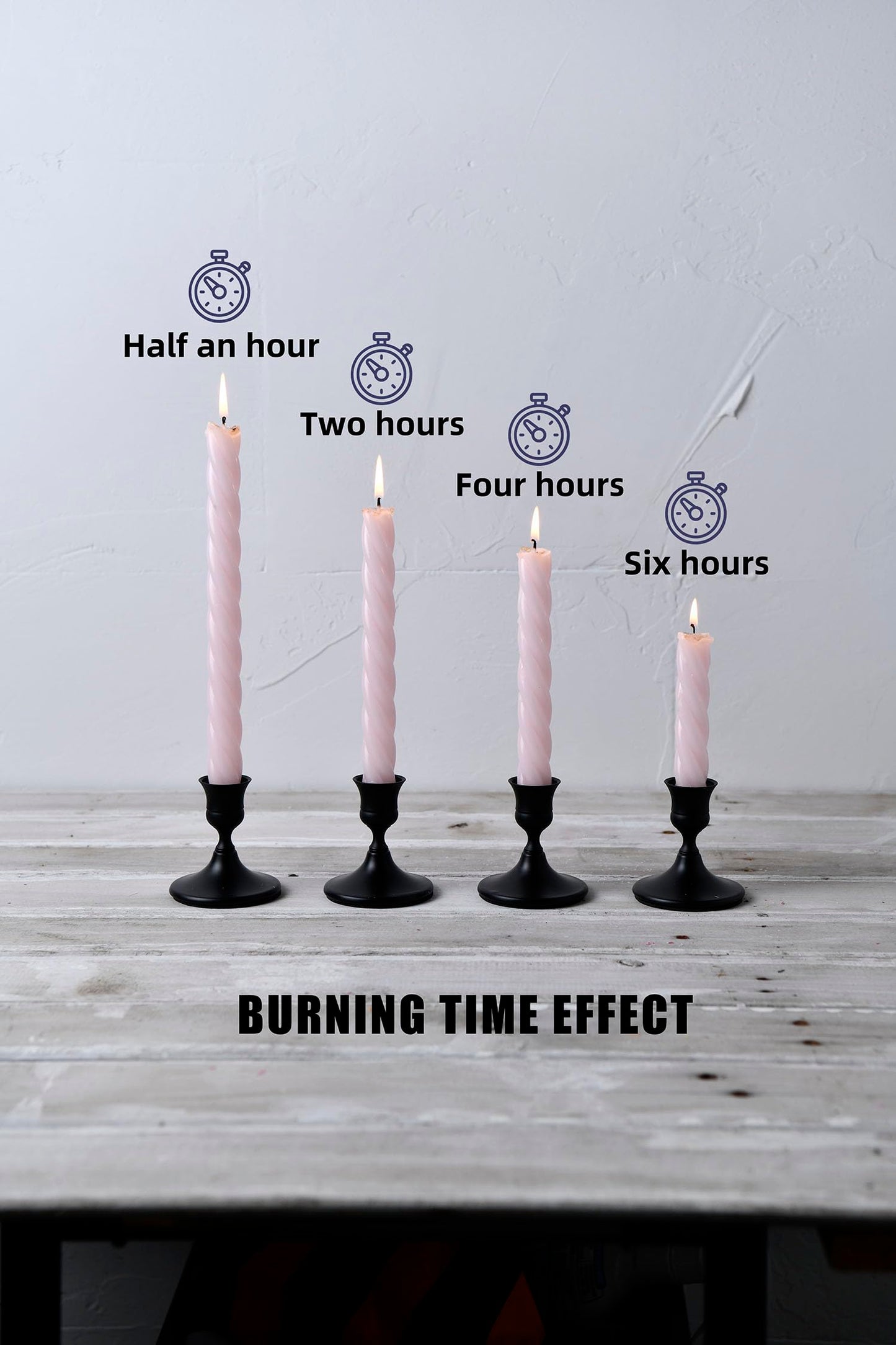 Pink Spiral Taper Candles,10 Inch Baby Pink 4pack Unscented Dripless Long Burning Time Glossy Candlesticks for Dinner Party, Wedding Shower and Home Decoration (Light Pink)