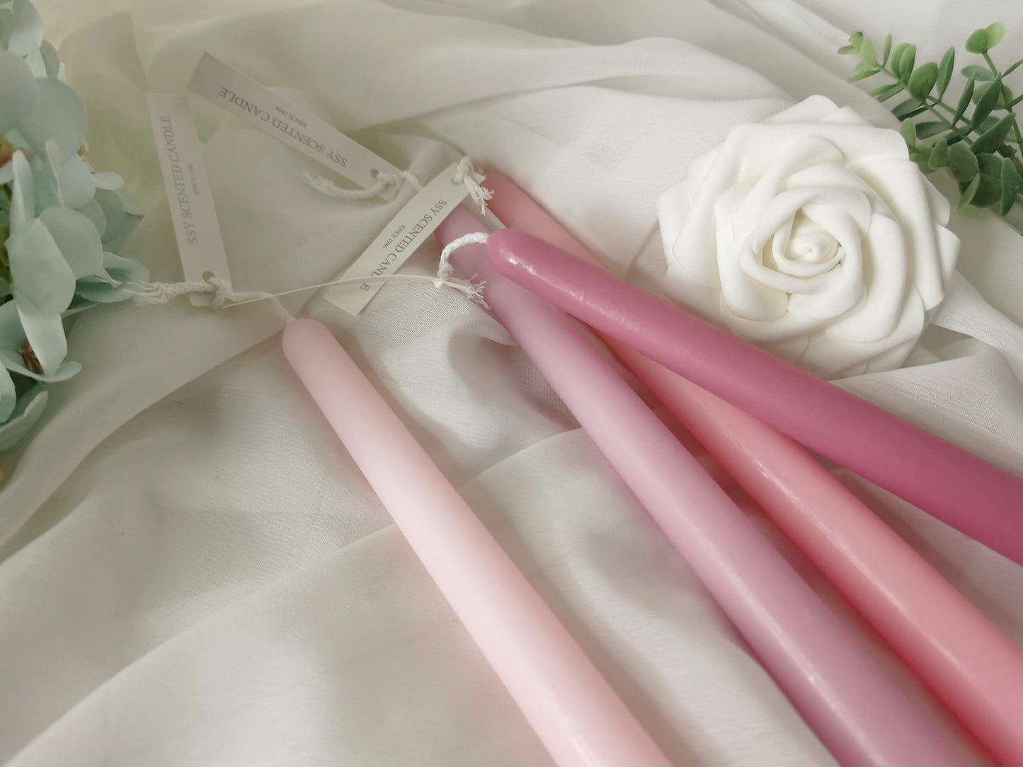 4 PCS Pink Taper Candles Rose Scented Long Pink Gradient Taper Candles Smokeless Candlesticks for Holiday Valentine's Decor Wedding Festival and Special Occasions,10 INCH