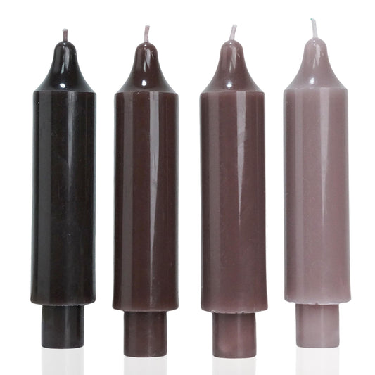 Brown Short Taper Candle Stick Dripless Dinner Candle for Wedding Party Decoration Home Dinner,6.5inch,4 Pack,Gradient Brown