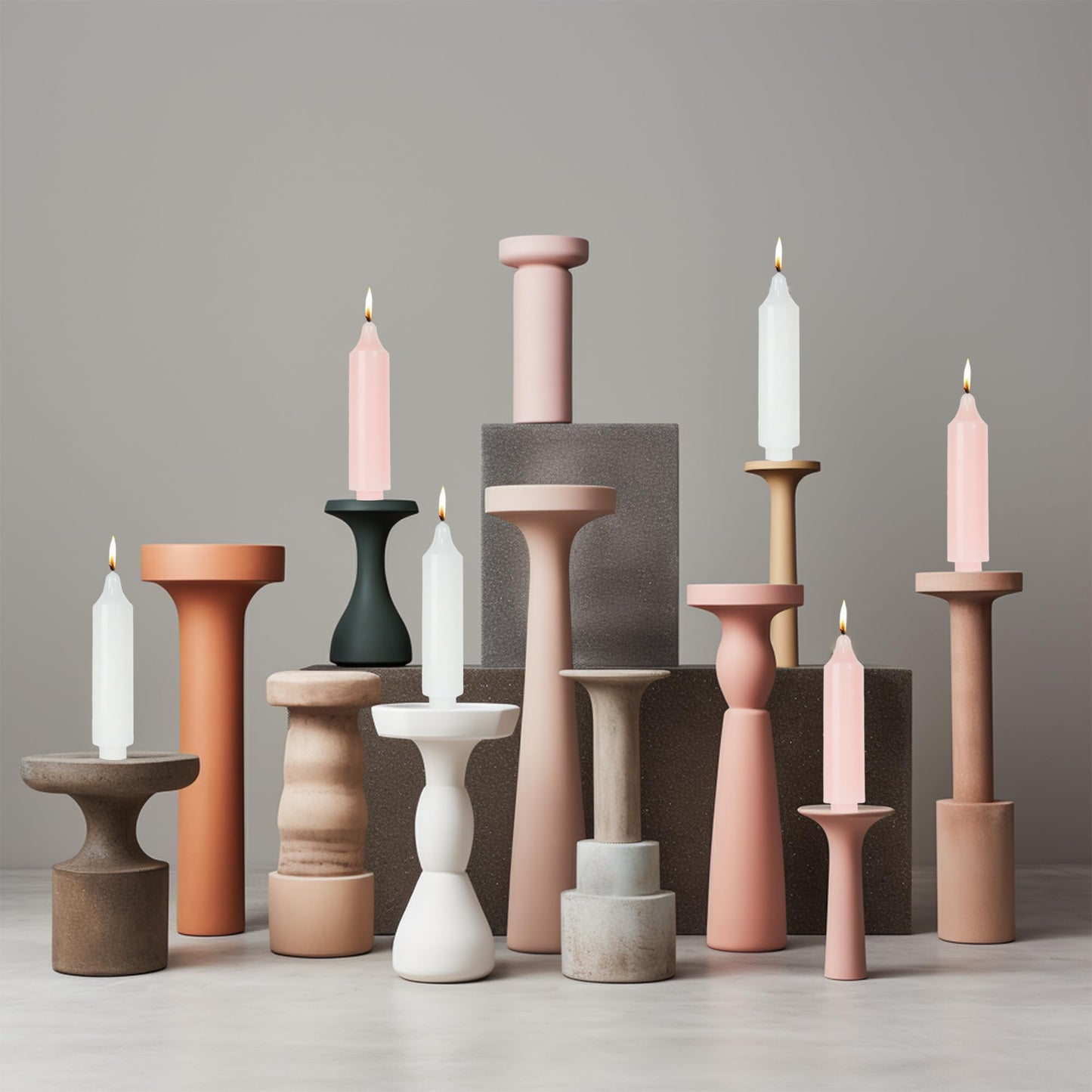LPUSA Light Pink Short Taper Candles 6 inch Candle Sticks Unscented Dinner Candle Dripless for Home Decor,Set of 4
