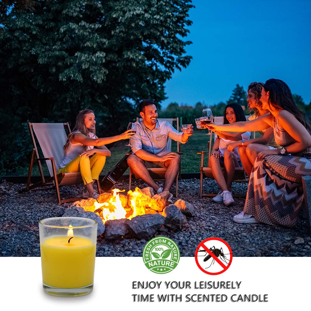 Small Citronella Candles Outdoor and Indoor Soy Wax Votive Candles for Party Dinner and Camping - 12 Hours Burn Time, Set of 12
