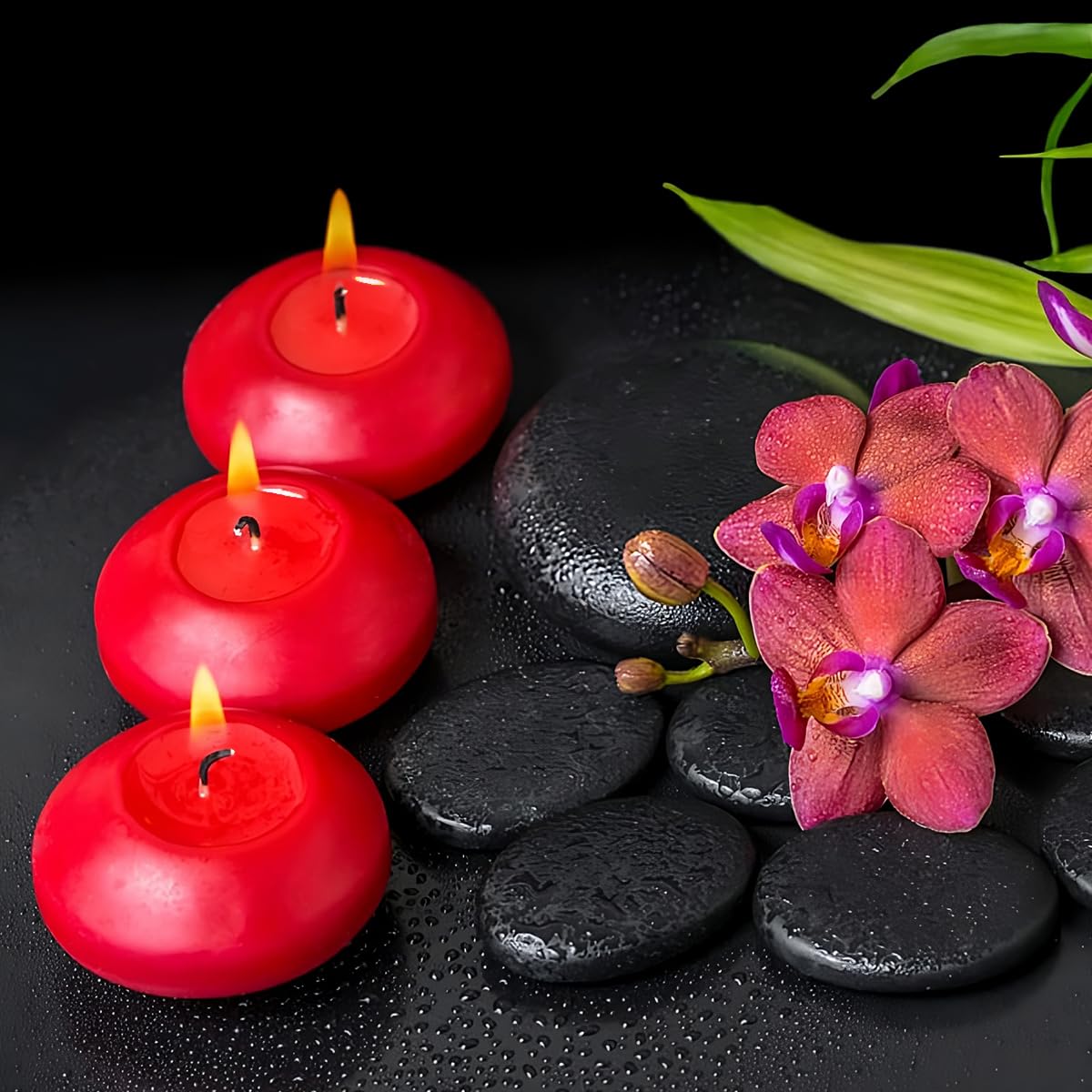 6 Hour 2 Inch Red Burgundy Floating Candles, Small Unscented Dripless Pool Water Wax Floating Candles for Cylinder Vase, Centerpiece at Wedding, Party, Pool, Holiday, 24 Packs