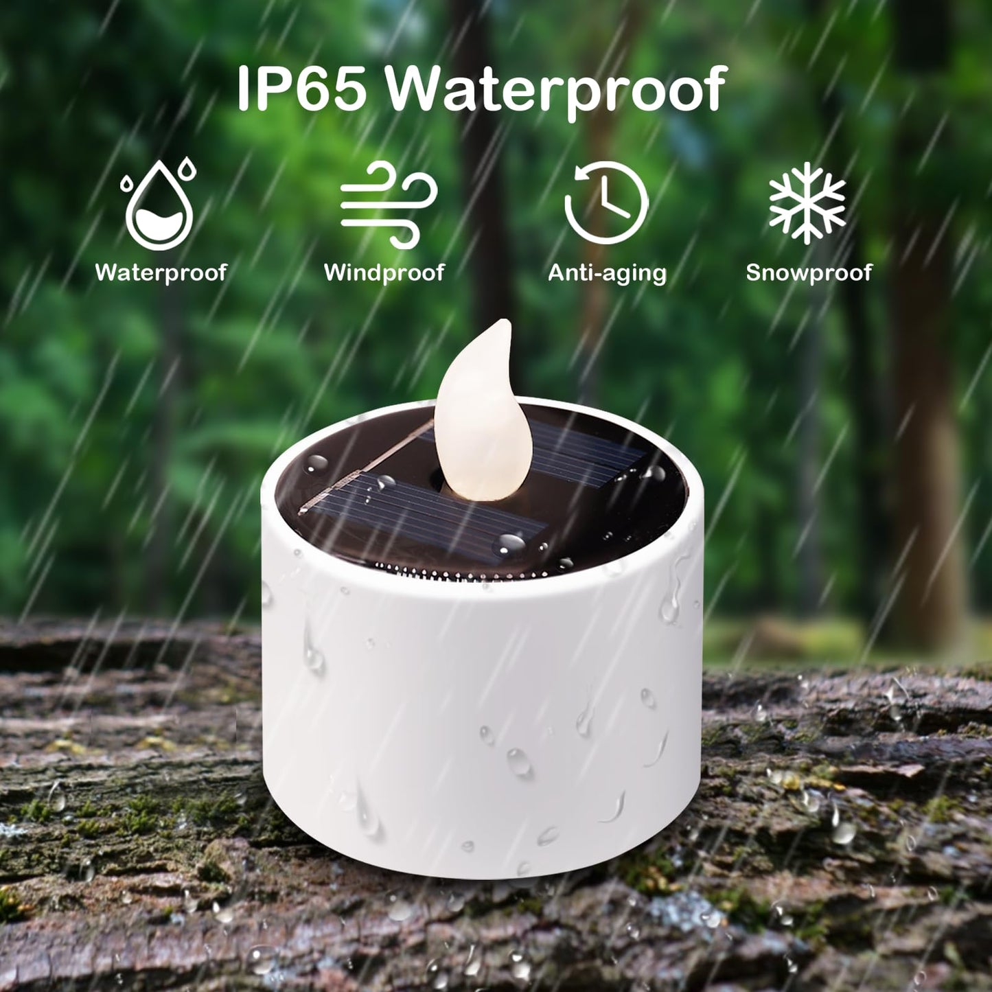 Solar Tea Lights Outdoor Waterproof - 10 Pack Flameless Flickering Solar Candles Reusable LED Tea Light Candles Rechargeable Dusk to Dawn Lighting for Lanterns Garden Camping Home Decor, 2.3''x2.1''