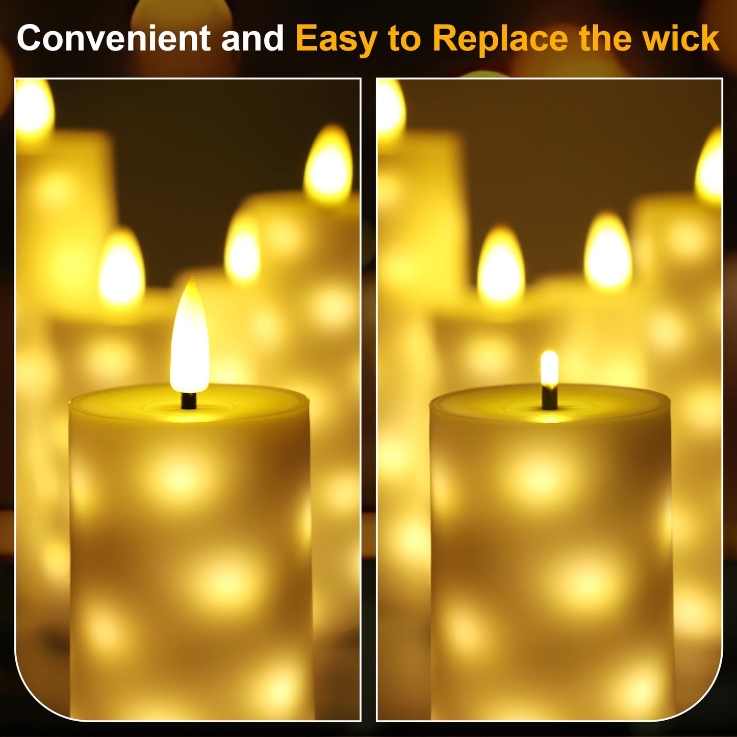 Goyuon Flameless LED Candles 5 Pack with Timer Remote, Embedded Star String Lights, Battery Operated Flickering Candles for Home Wedding Bedroom Living Room and Festival Decorate