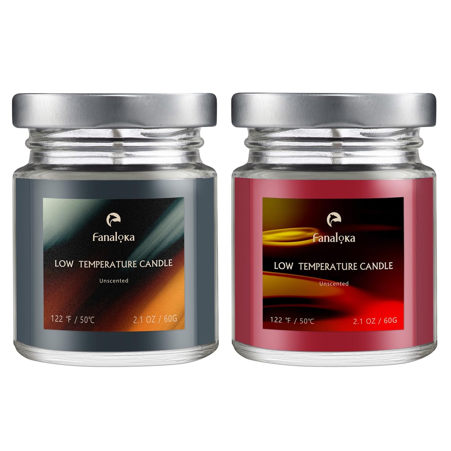 Low Temperature Candles Sets, Low Heat Body Safe Candles, Unscented, Black & Red (4.2 oz Variety Pack, 2 Pack)- FANALOKA