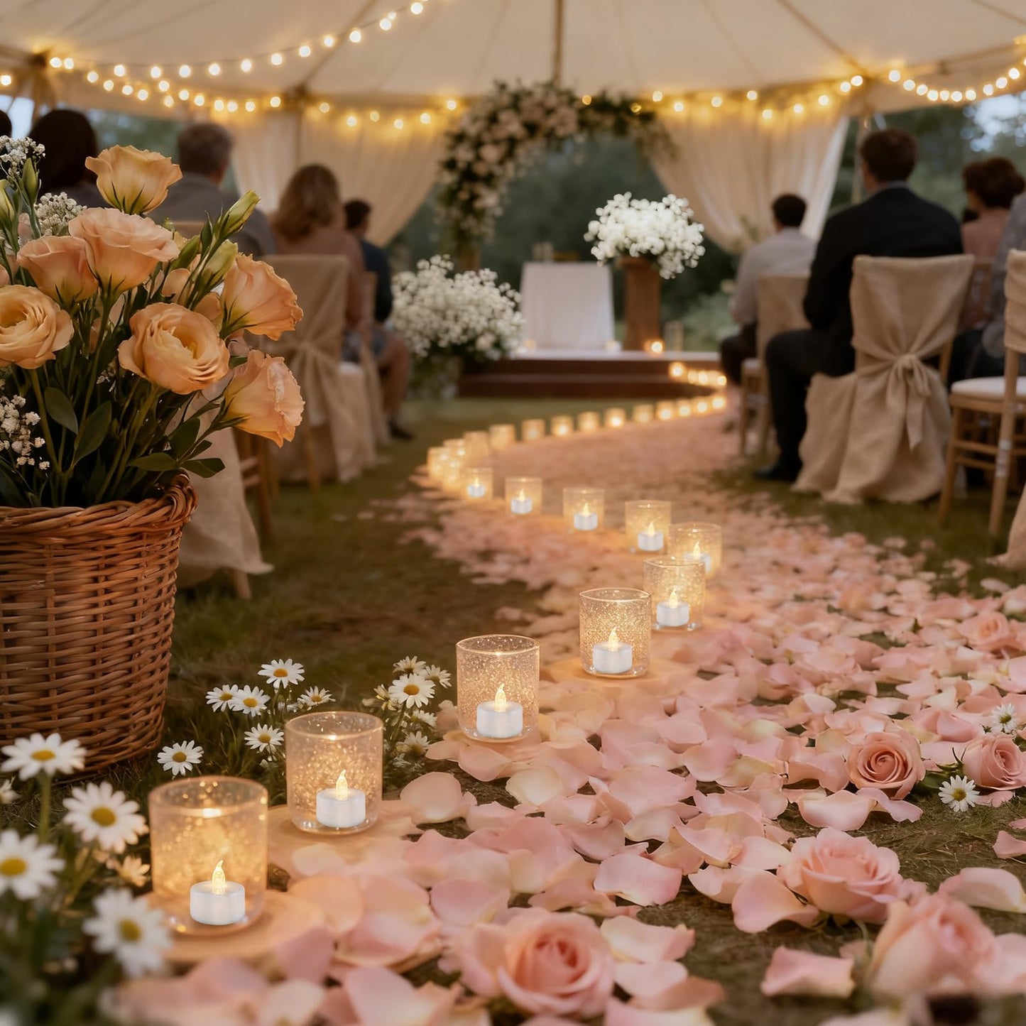 Eloer Tea Lights Flameless Candles, 100 Pack Warm White Battery Operated Flickering Candles 200+ Hours Ideal for Home Decoration Outdoor Wedding Parties