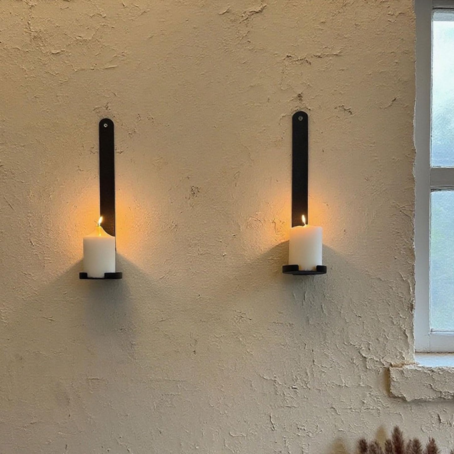 AimtoHome Black Wall Candle Sconces Set of 2, Cast Iron Wall Mounted Candle Holders, Multi-Purpose Farmhouse & Minimalist Modern Decor for Living Room, Hallway