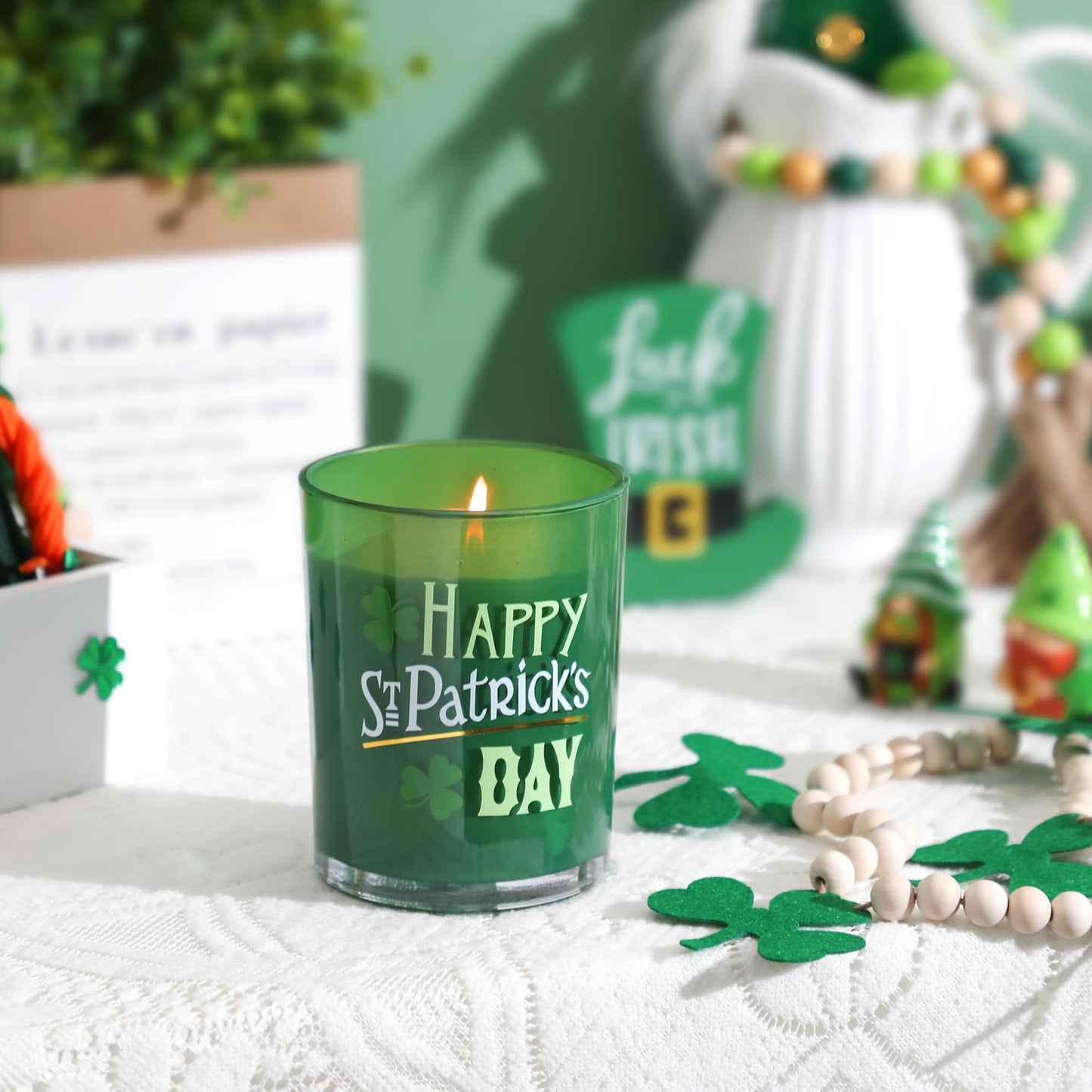 St. Patrick's Day Scented Candle Gifts - Eucalyptus Candle, St Patricks Day Decorations, Holiday Candles Gift, 10oz Soy Wax