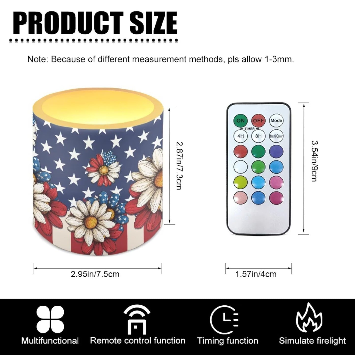 NETILGEN July 4th Independence Day Decor Flameless Candles with Timer Remote 4 Packs Novelty American Flag Theme LED Battery Operated Pillar Candles