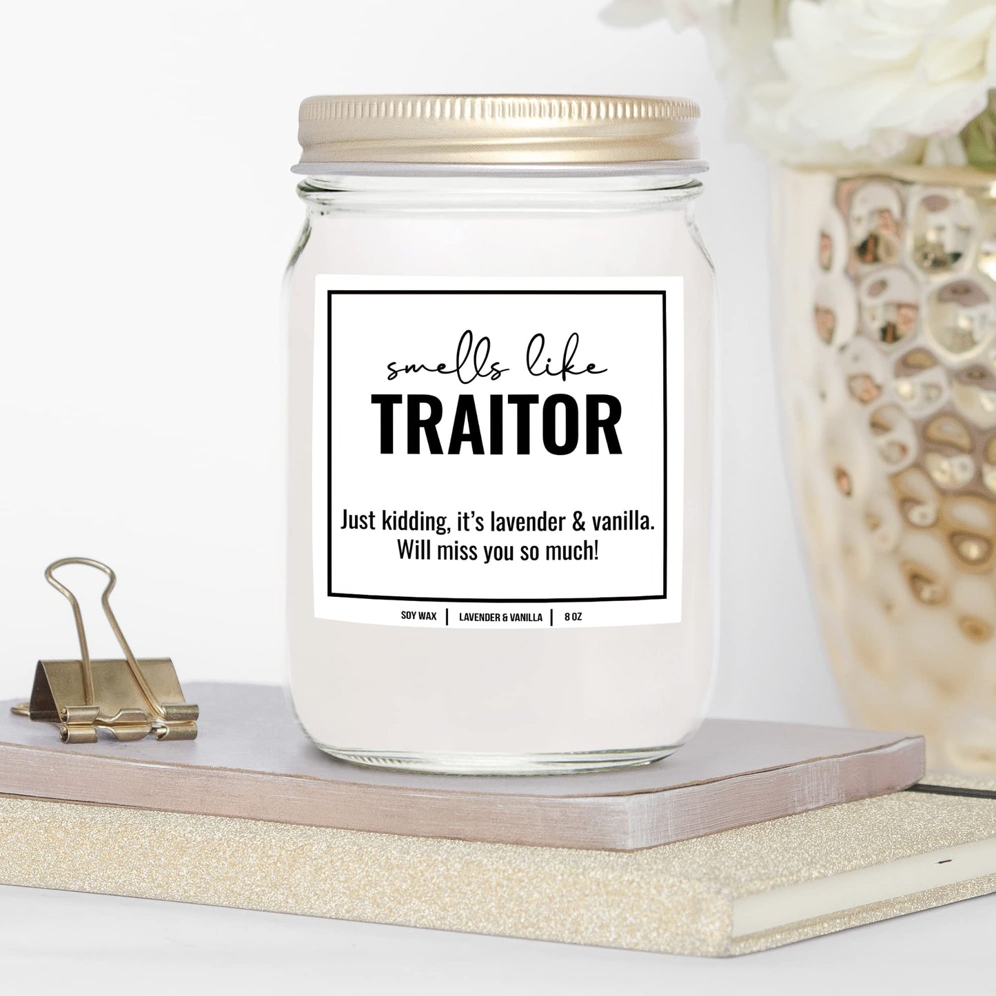 You Nique Designs New Job Candle for Women, 9 Ounces, Going Away Gifts for Coworker, Coworker Leaving Candle for Women, Farewell, Goodbye, All Natural Soy Aromatherapy Candles (Lavender & Vanilla)
