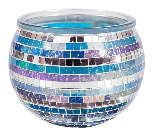 Maimeili Vintage Mosaic Glass Romantic Stained Votive Scented Candle Holder Base Tealight Candles Elegant Home Table Decor(NO Candles) for Wedding Party Christmas Church
