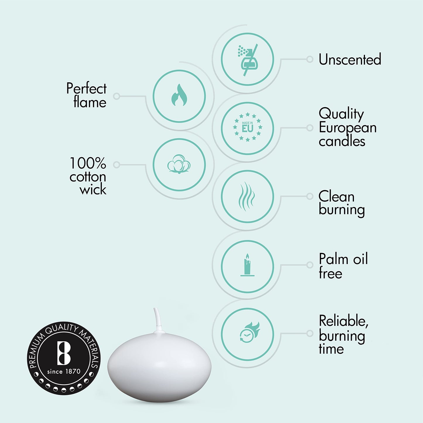 Bolsius White Floating Candles 1.75 Inch, 20 Pack Candle Set – 4,5 Hours Burn Time – Premium European Quality – Smokeless & Dripless Smooth Flame – 100% Cotton Wick – Beach, Wedding, & Party Accessory