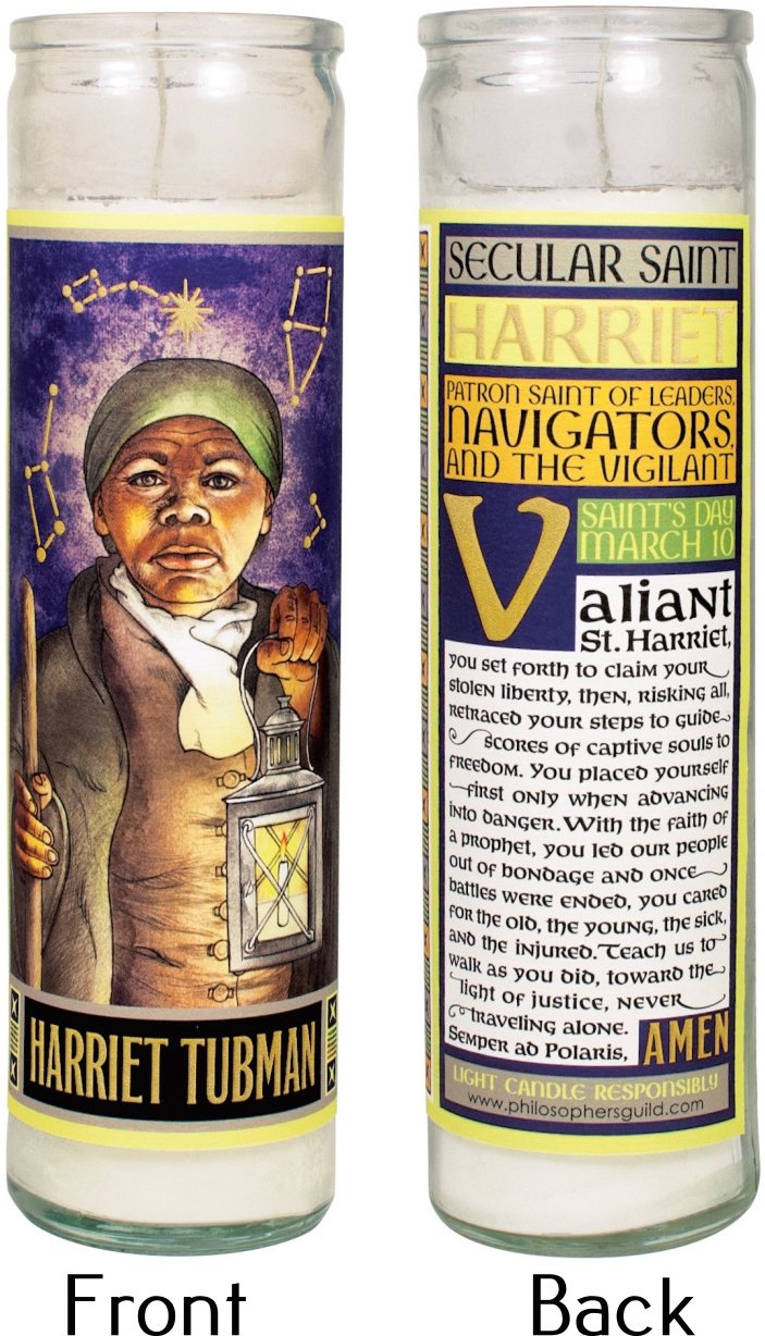 The Unemployed Philosophers Guild Harriet Tubman Secular Saint Candle - Unscented 8 Inch Tall Glass Prayer Votive, Made in The USA