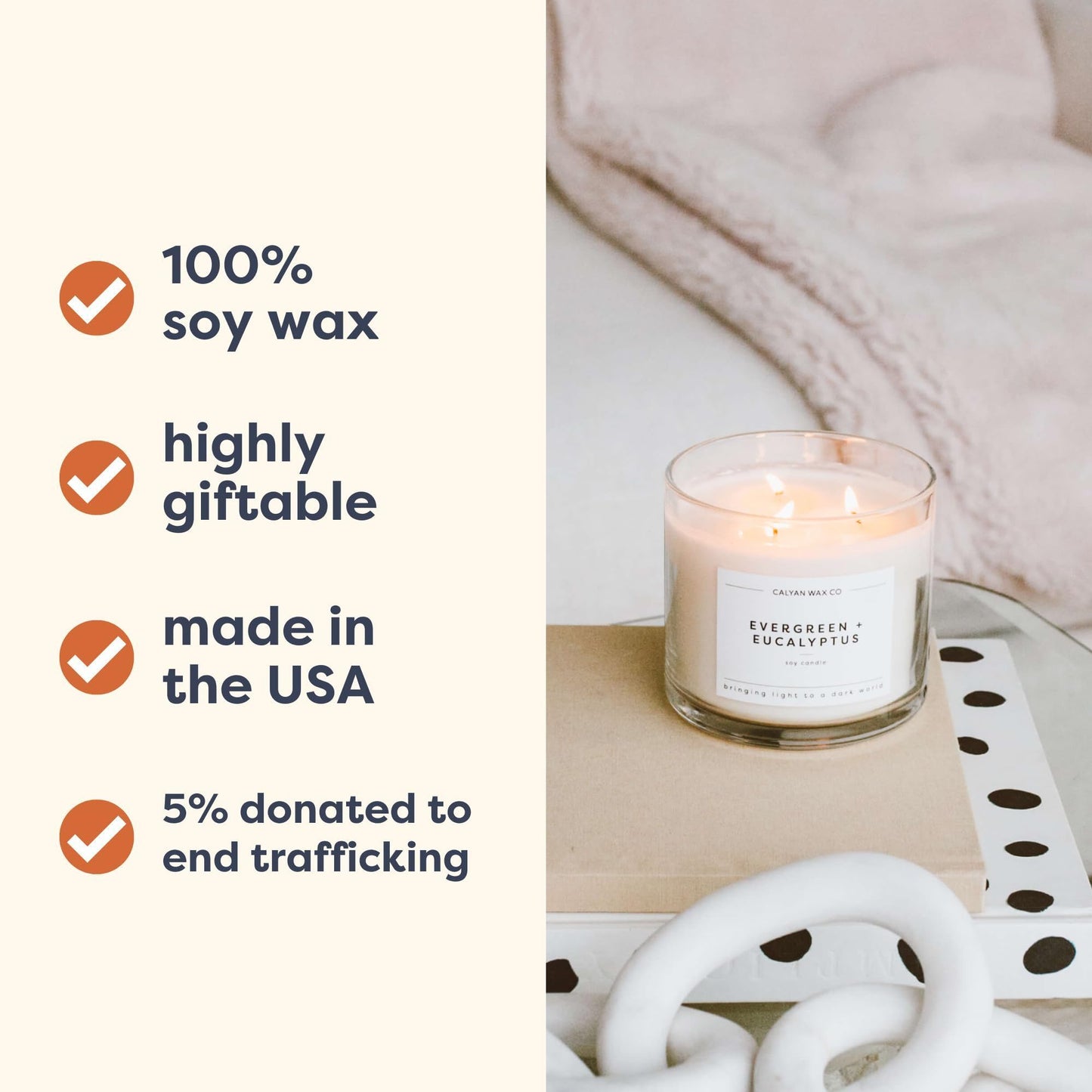 Calyan Wax Co. Apples & Maple Bourbon 3 Wick Scented Candle - 43 Hour Burn - Luxury 3 Wick Soy Candles - Clean Soy Wax Candles - Long Lasting Large Glass Jar Candle for Home - 14.9oz