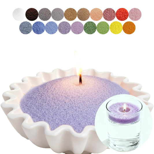 Aufien Candle Sand with Wicks, 21.4 Oz Pearled Candle, DIY Bead Powder Sand Wax Making kit Refillable Non Toxic for Handmade, Mother's Day Wedding and Halloween Christmas Decorations Purple