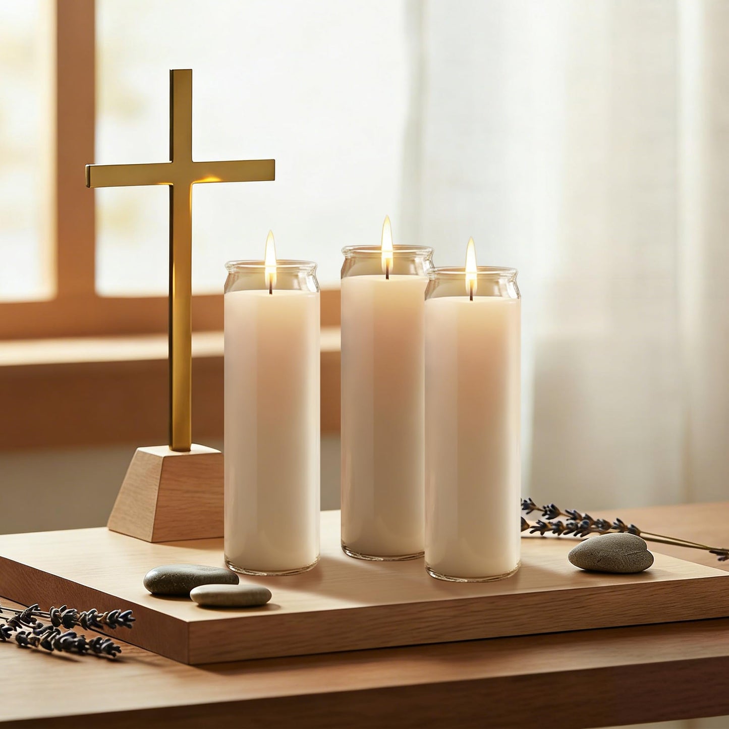 SRCVYLT 6PC White 7 Day Candles in Glass Container, Unscented Wax Prayer Candle, 2.5×8.1 Inches Pillar Candles for Memorials,Religious,Catholicism,Churches, Altars,Vigils Religious Occasions