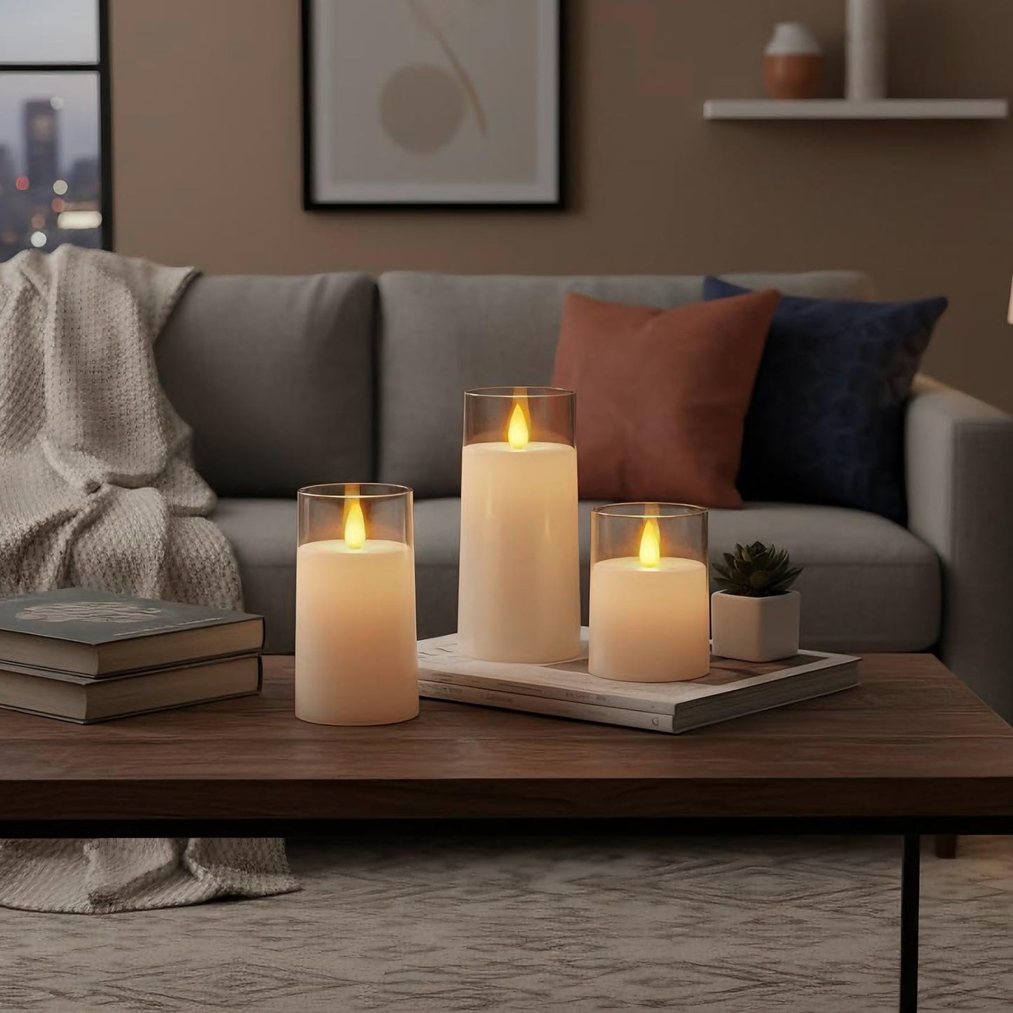 Raycare Flameless Electronic Pillar Candles with Remote Control and Timer- Battery Operated Realistic Flickering LED Fake Candle for Home, Wedding, Valentine's Day Decor, White,Set of 3(3"x4"5" 6")