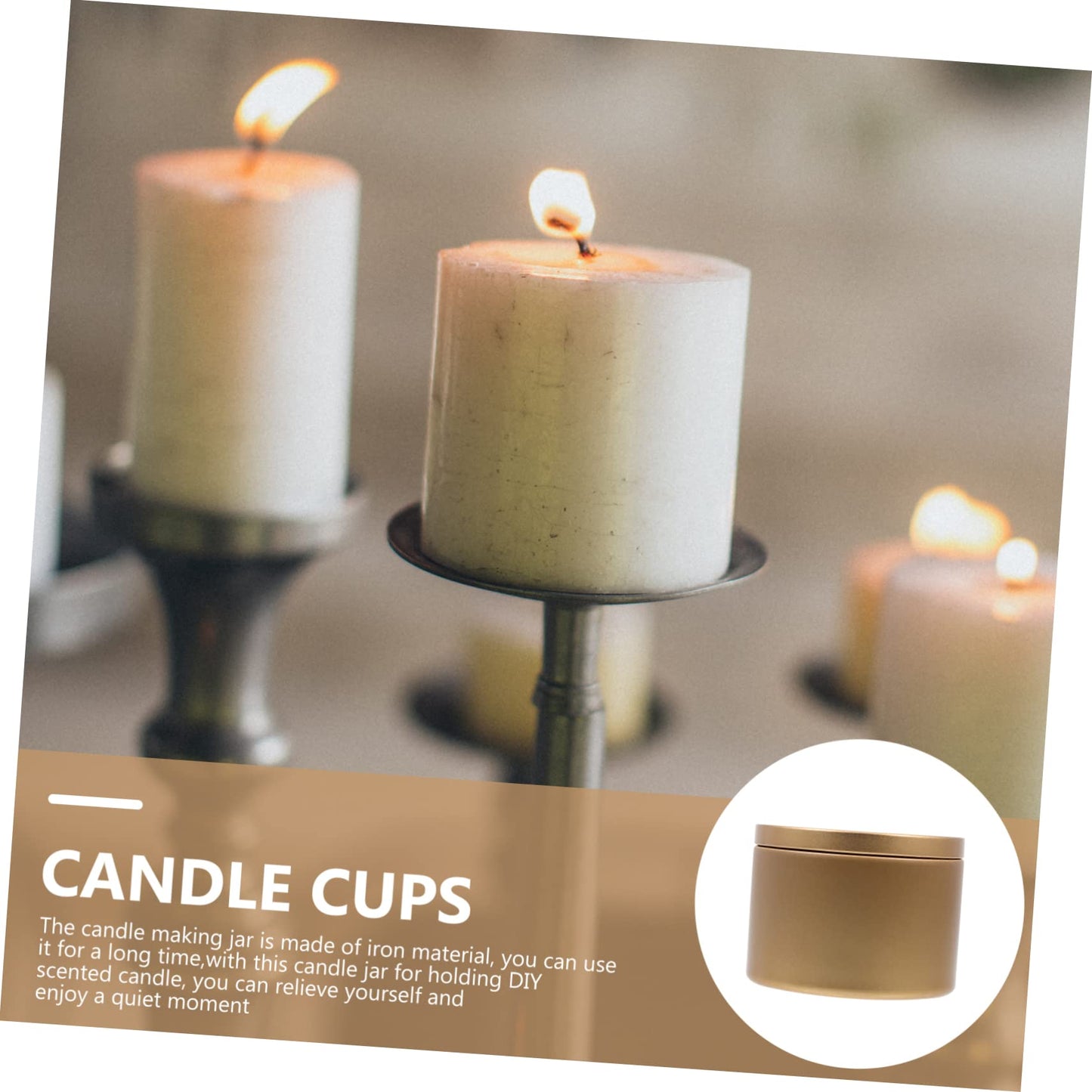 Veemoon 3pcs Iron Candle Holders Candle Jars for Projects Portable Making Containers for Home Decor and Elegant Party Settings