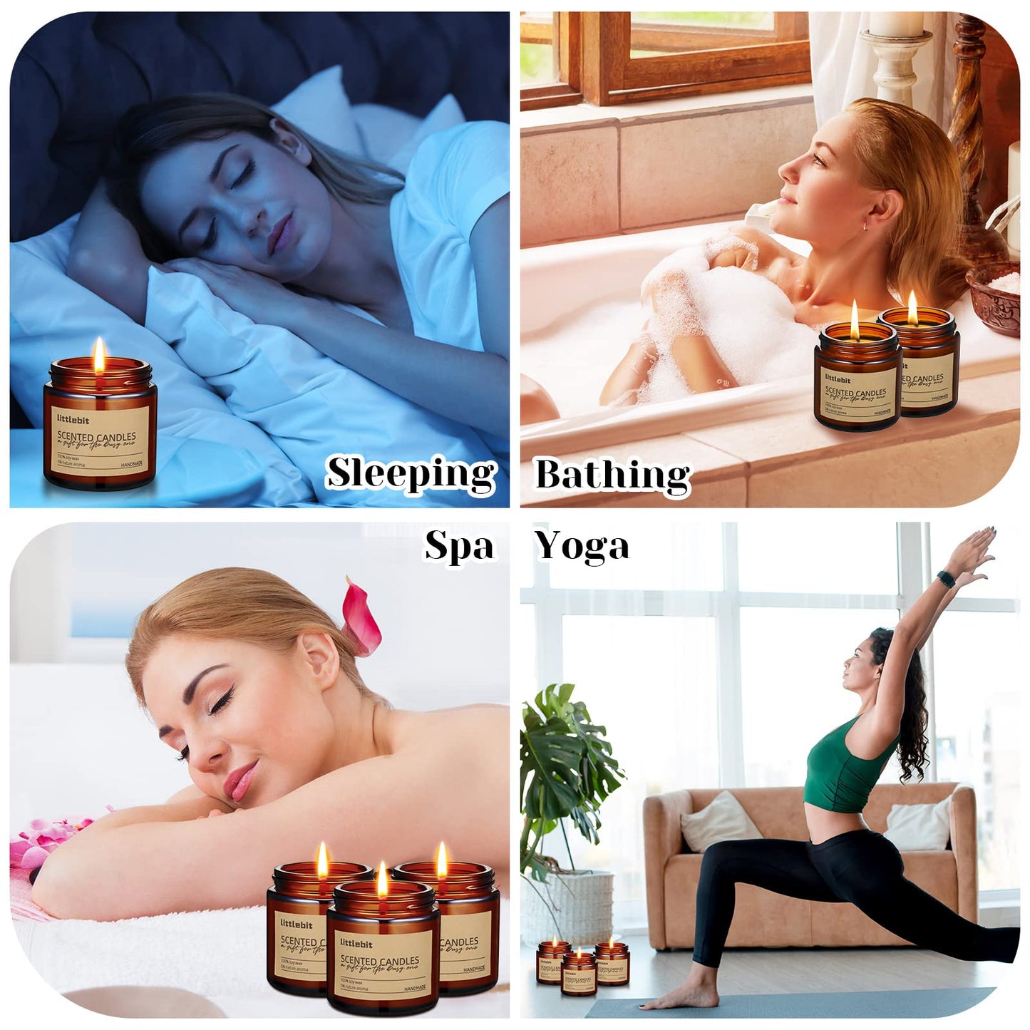 MTLEE 12 Pack Scented Candles for Home, Candles Gift Set Long Lasting Soy Candle Aromatherapy Jar Candle Bulk for Women Men Home Relaxation Mother's Day Birthday Holiday Housewarming Gifts(Brown)
