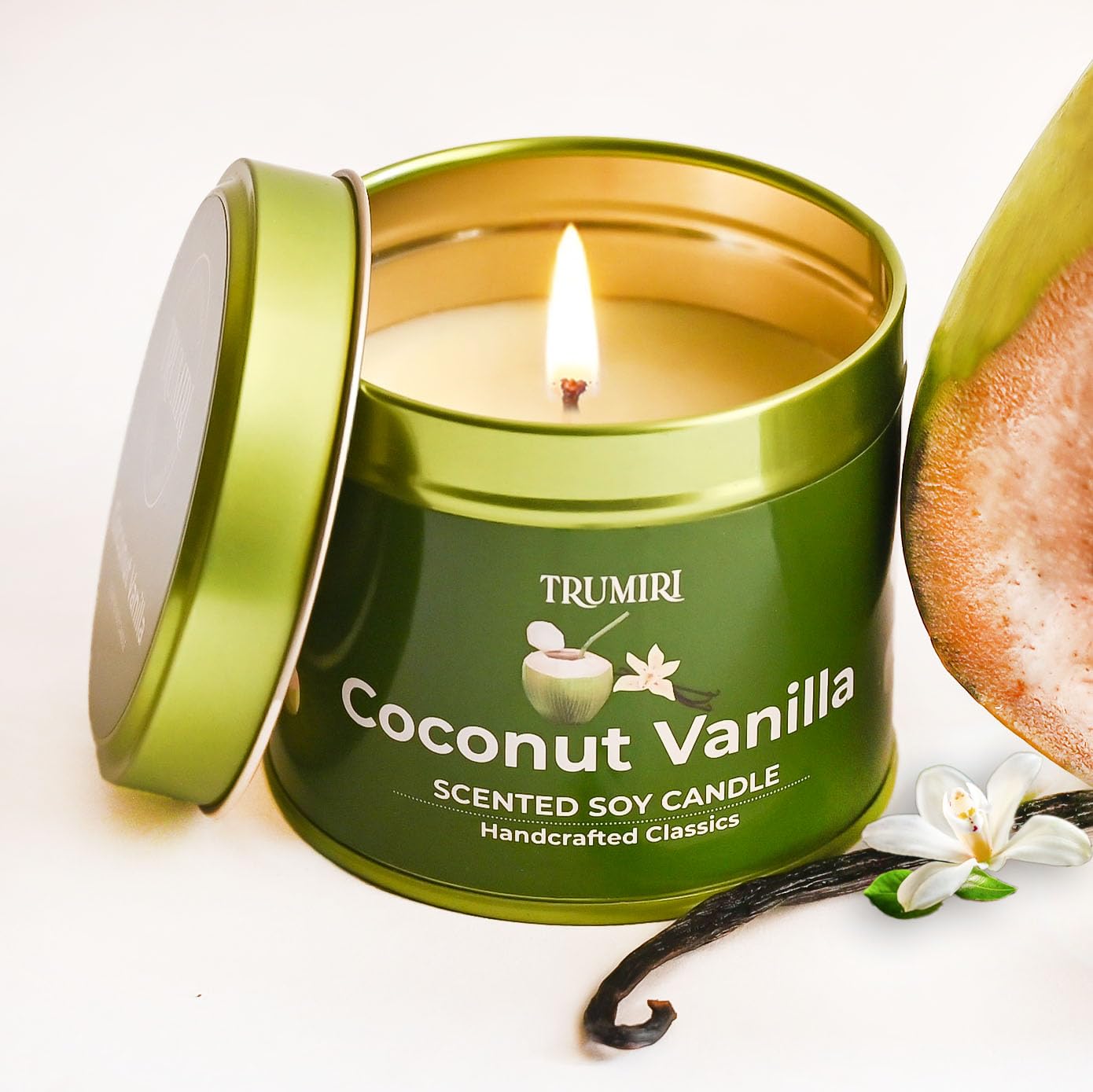 Coconut Vanilla - Aromatherapy Candles for Home Scented - 5oz Natural Soy Wax Clean Organic Non Toxic - Long Lasting Highly Scented with Essential Oils - Gifts for Women Relaxing Spa Beach Bathroom