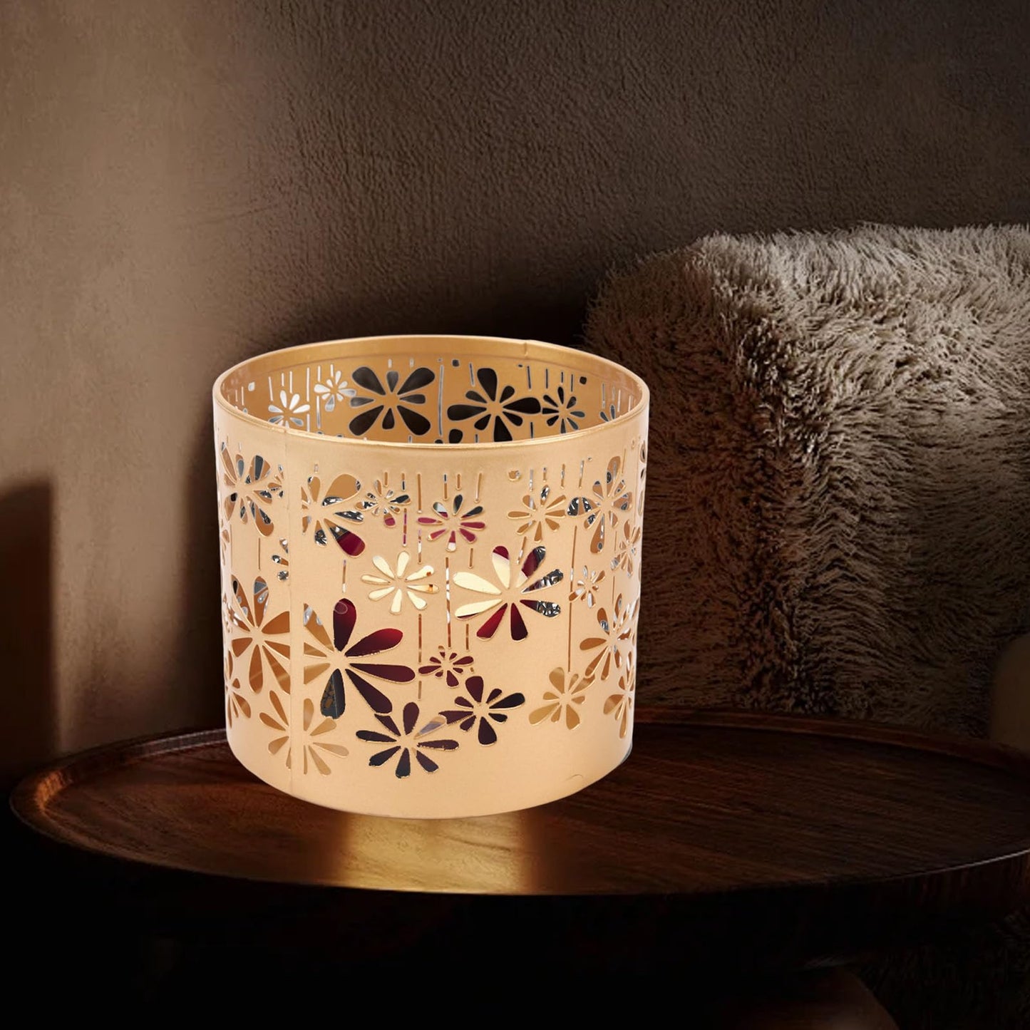 Metal Candle Holder Iron Hollow Out Round Decorative Lantern for Table Centerpiece, Fireplace, Home Decoration, Wedding and Party