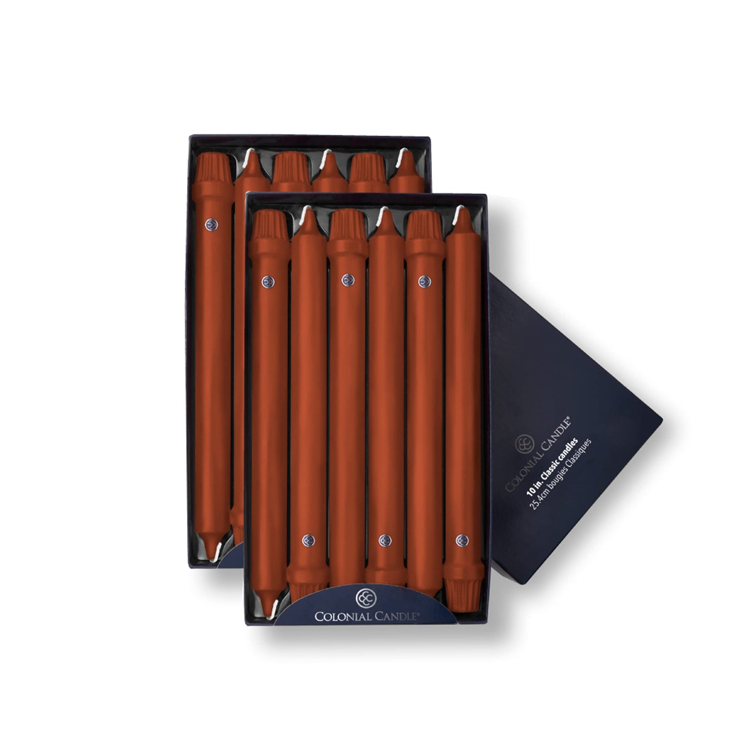 Colonial Candle Unscented Taper Candle, Classic Collection, Amber, 10 in, Pack of 12 - Up to 8 Hours Burn