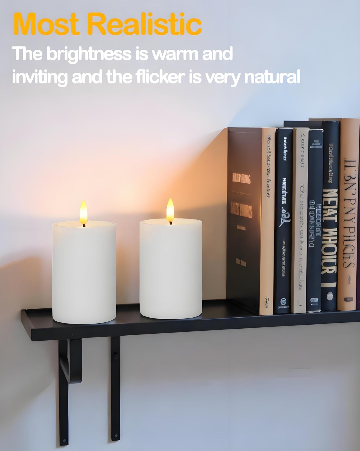 Gmnee 3"x4" Outdoor Waterproof Flameless Candles with Remote and Timers, LED Candles, Battery Operated Candles, Electric Fake Pillar Candles for Patio, Porch, and Lanterns Decor (White, Plastic)